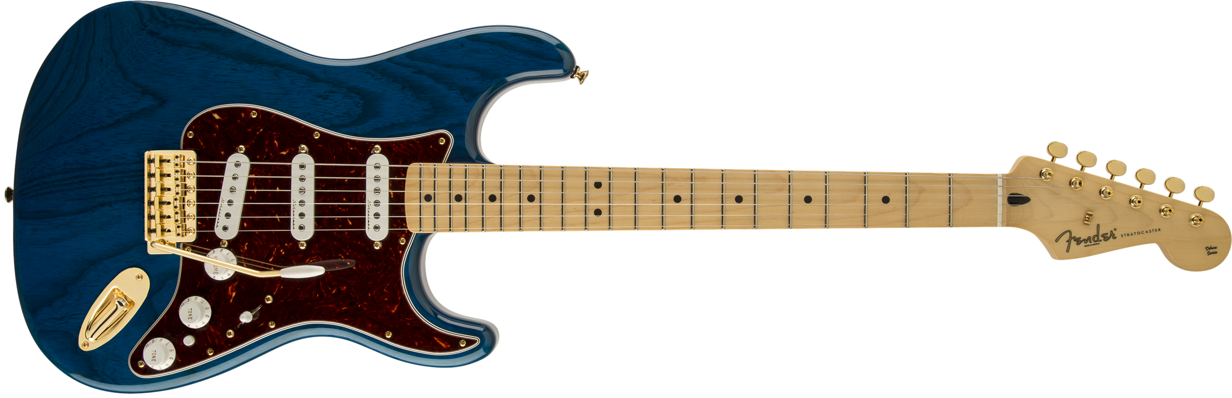 Deluxe Players Strat®, Maple Fingerboard, Saphire Blue Transparent