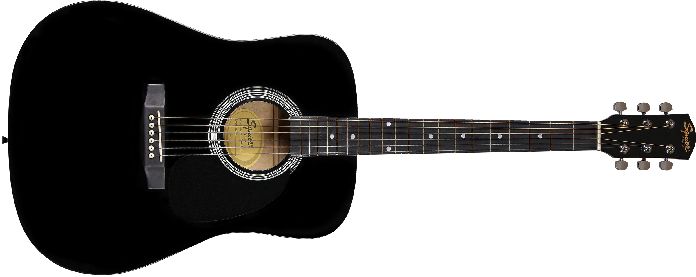 Squier Dreadnought, Dark-Stained Maple Fingerboard, SA-105, Black
