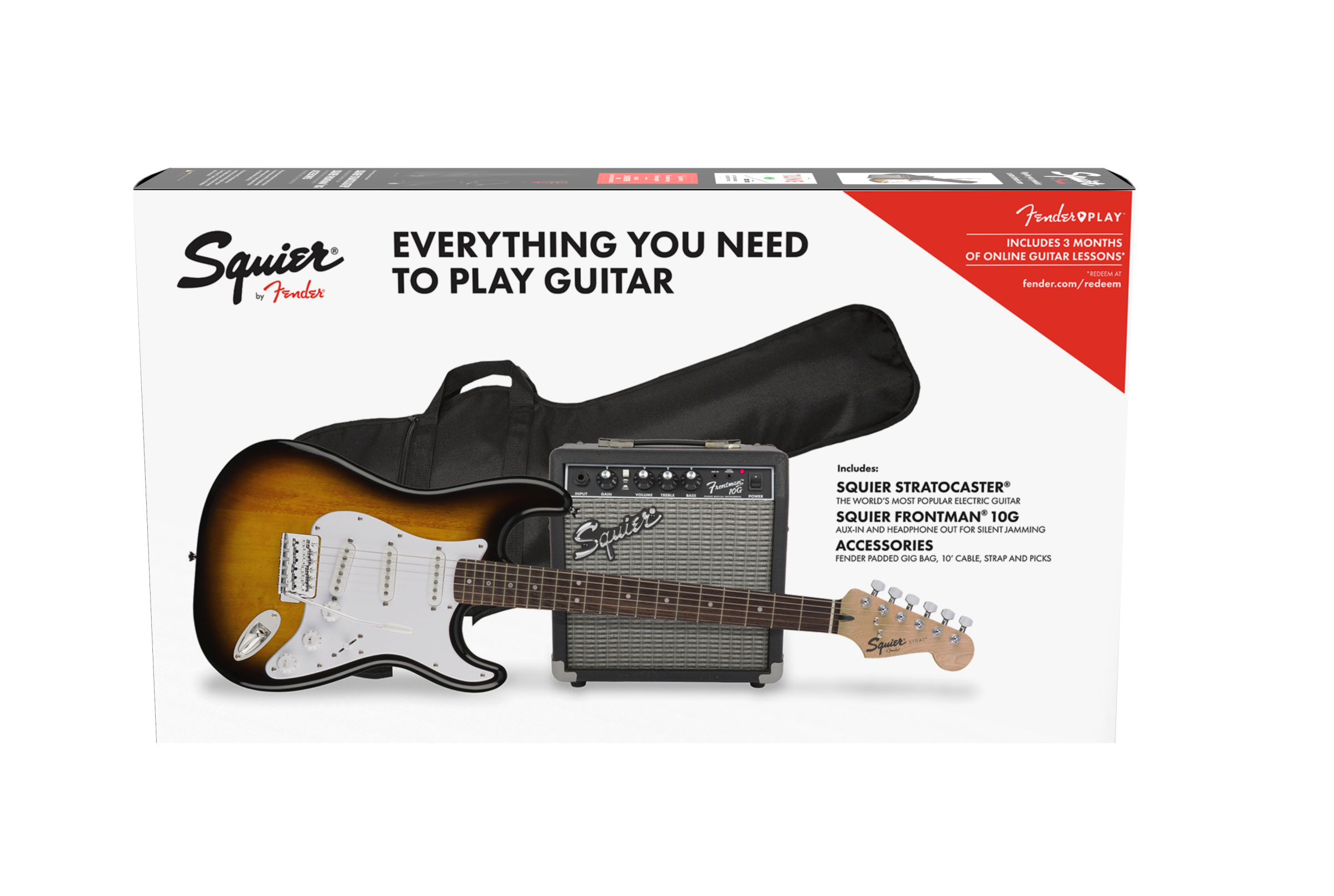 Stratocaster® Pack, Laurel Fingerboard, Brown Sunburst, Gig Bag, 10G - 230V EU