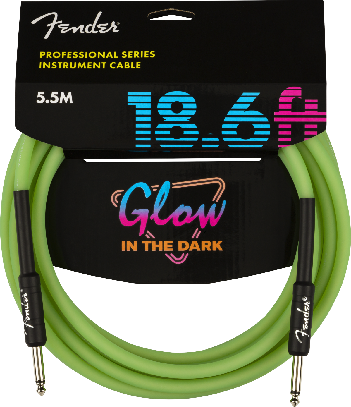 Fender® Professional Glow in the Dark Cable, Green, 18.6'