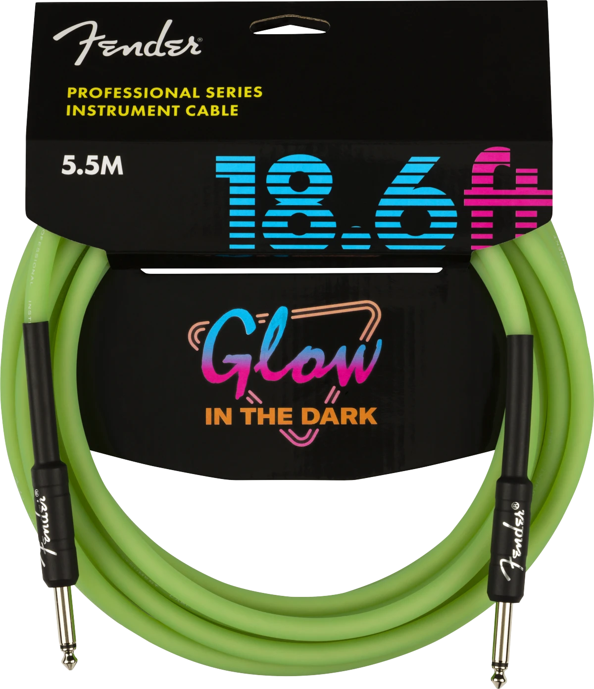 Fender® Professional Glow in the Dark Cable, Green, 18.6'