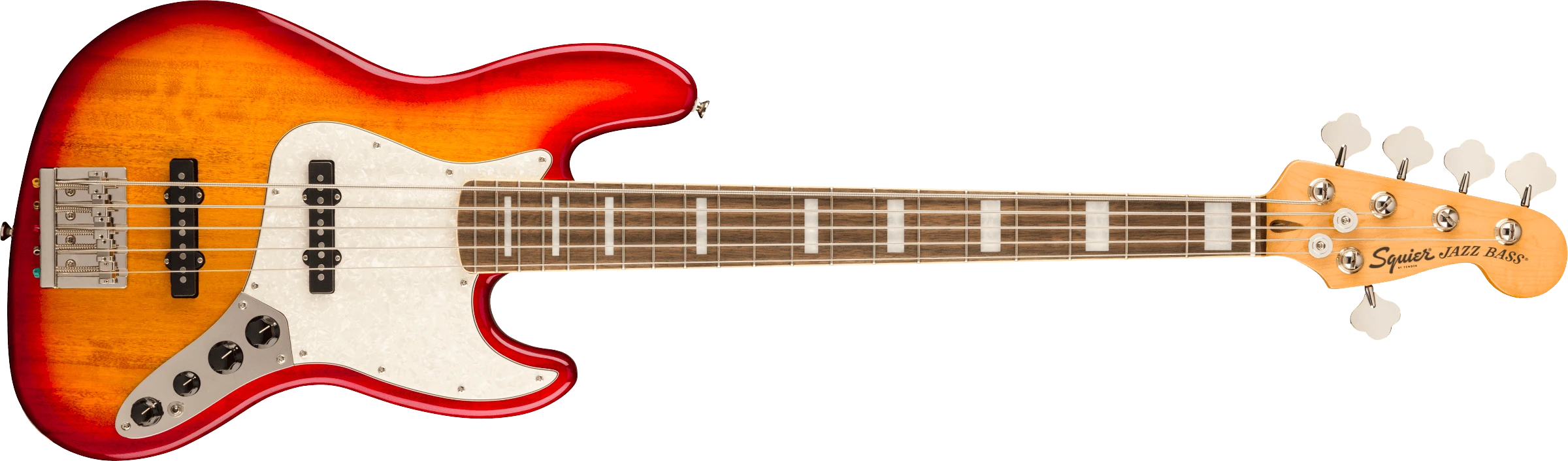 Squier® Classic Vibe™ Active '70s Jazz Bass® V, Laurel Fingerboard, White Pearloid Pickguard, Sienna Sunburst