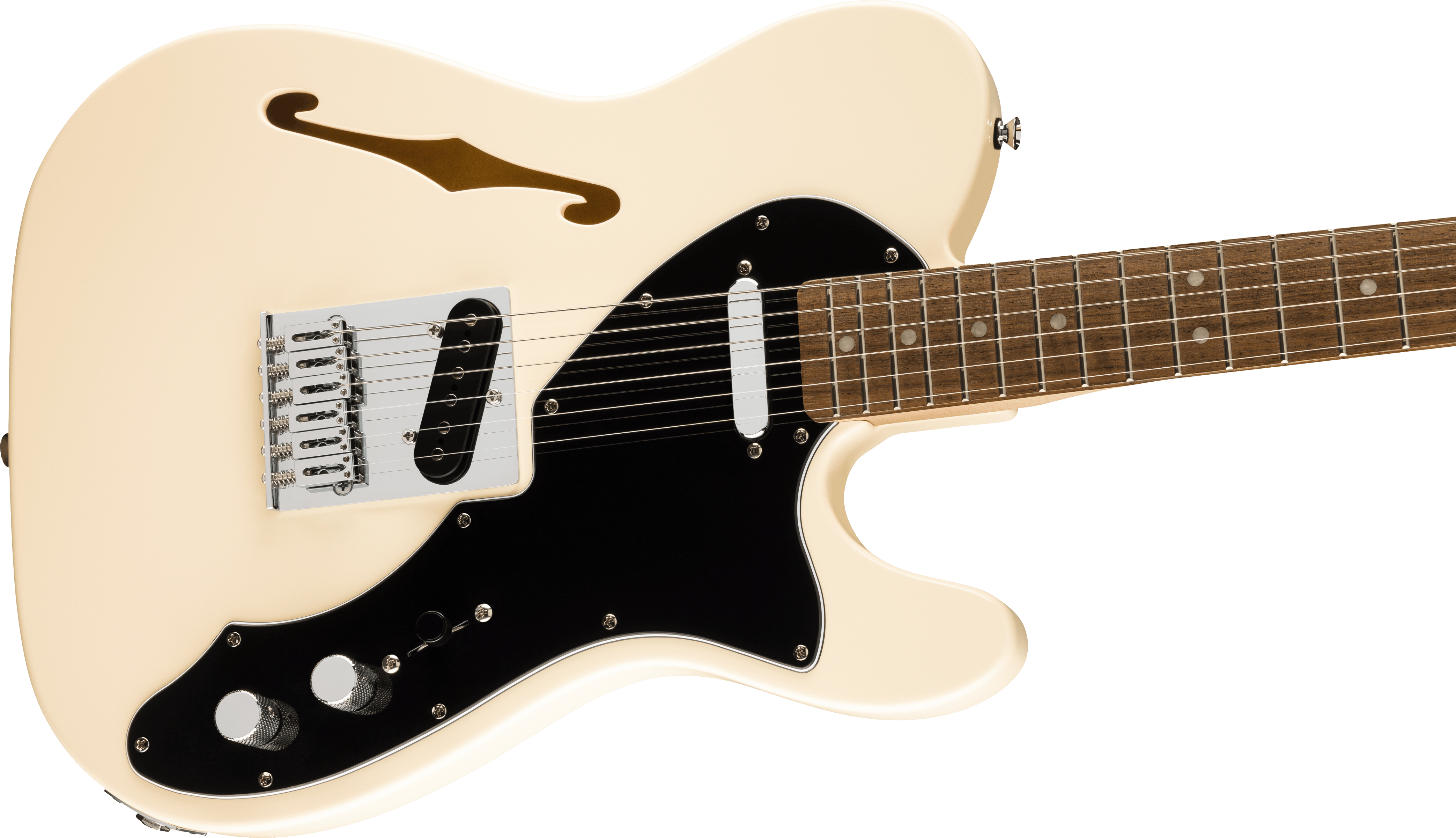Squier® Affinity Series® Telecaster® Thinline, Laurel Fingerboard, Black Pickguard, Olympic White