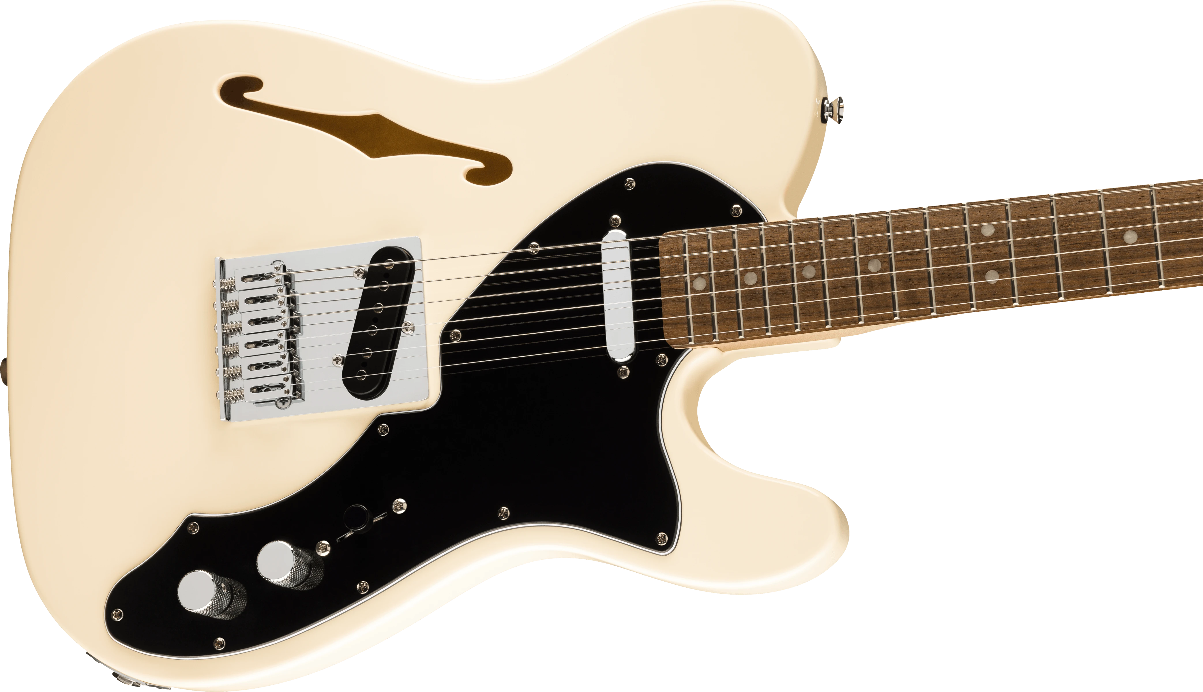 Squier® Affinity Series® Telecaster® Thinline, Laurel Fingerboard, Black Pickguard, Olympic White