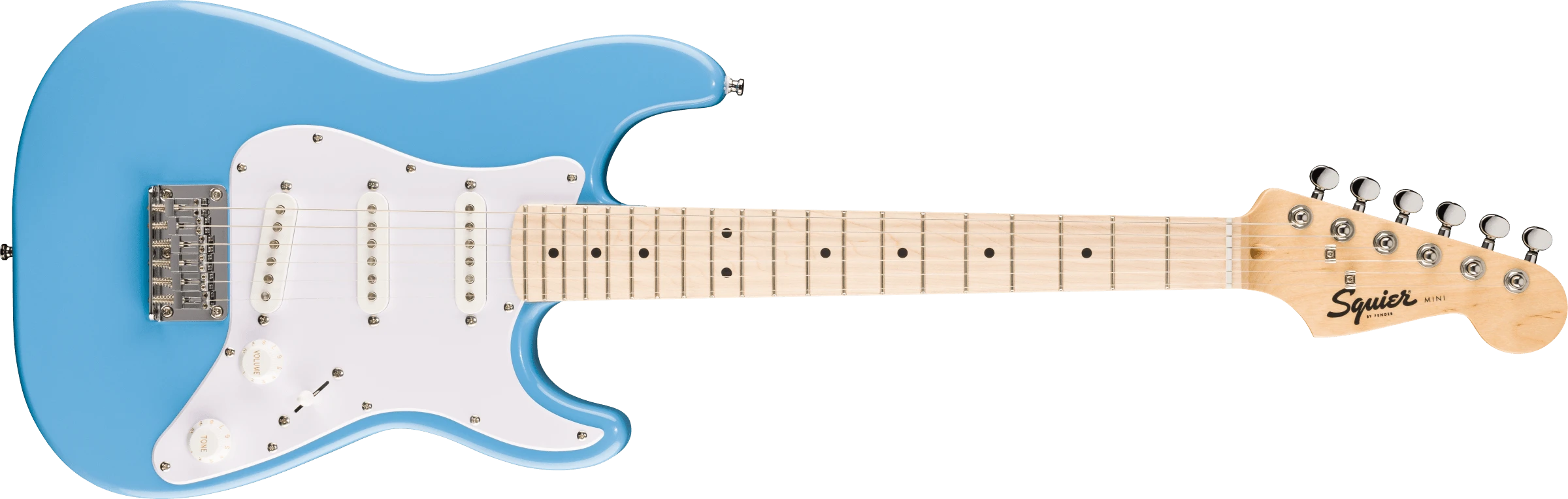 Squier® Mini Stratocaster®, Maple Fingerboard, White Pickguard, California Blue