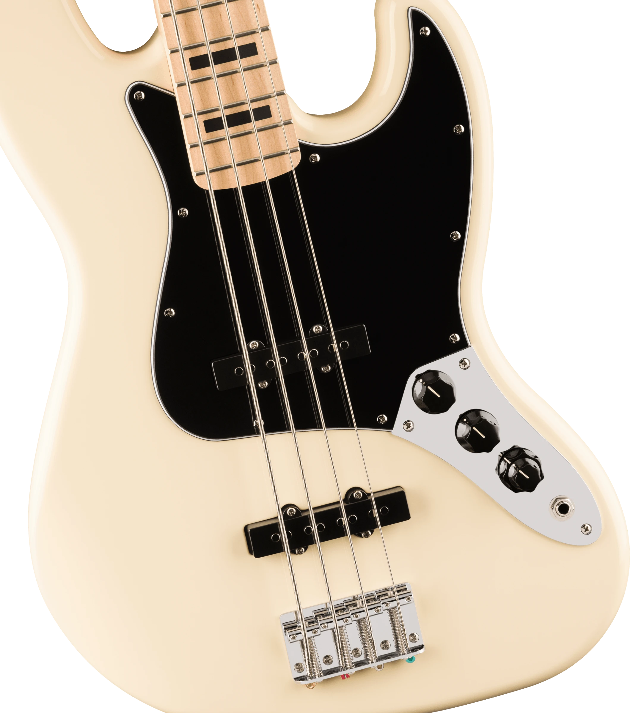 Squier® Affinity Series® Active Jazz Bass®, Maple Fingerboard, Black Pickguard, Olympic White