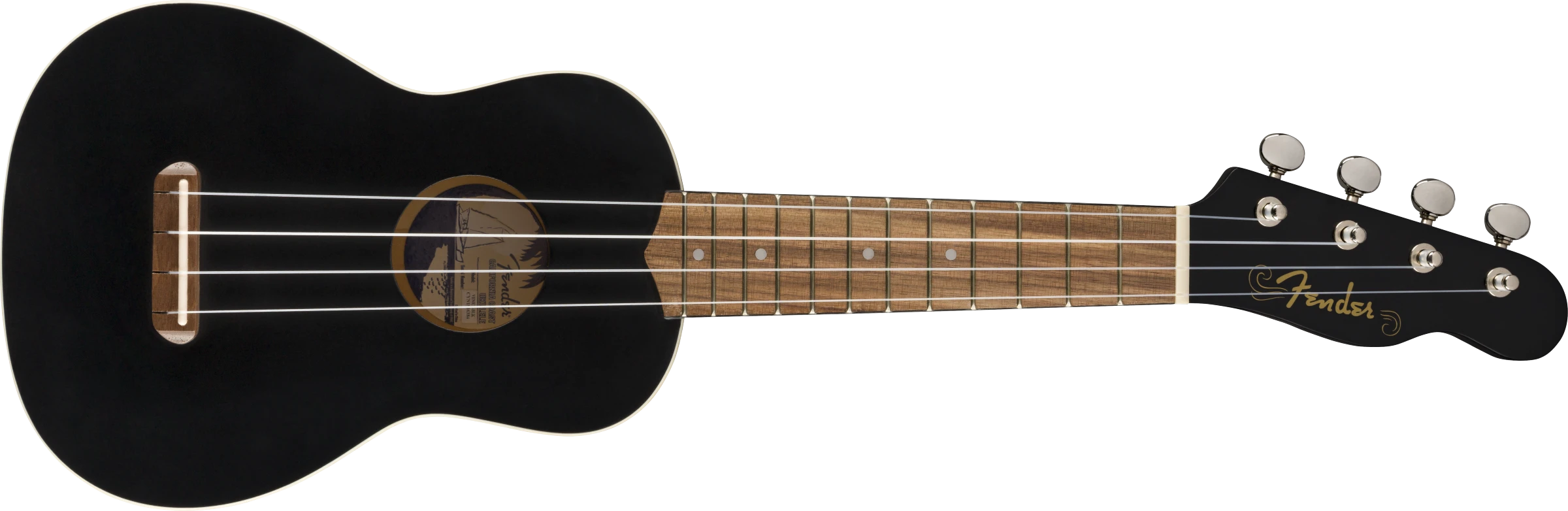 Fender® Venice Soprano Uke, Walnut Fingerboard, Black