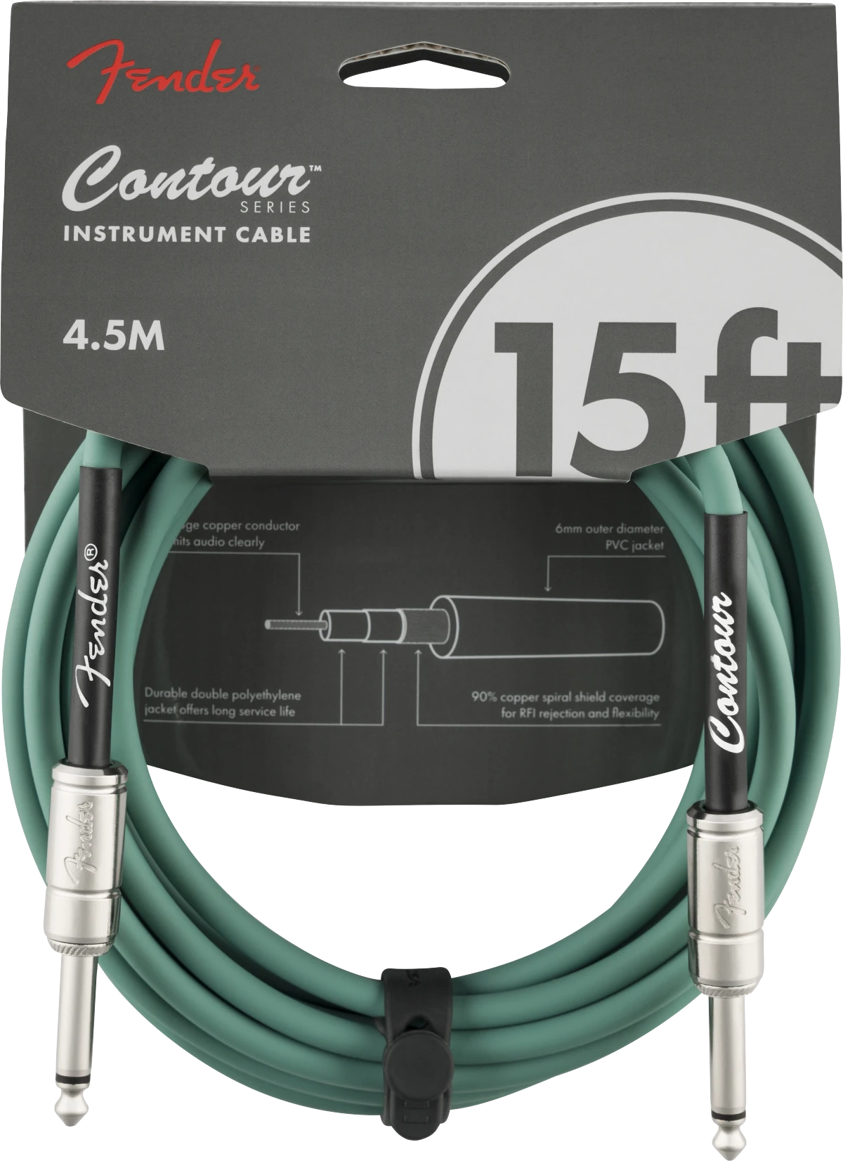Fender® Contour™ Instrument Cable, Sherwood Green, 15'