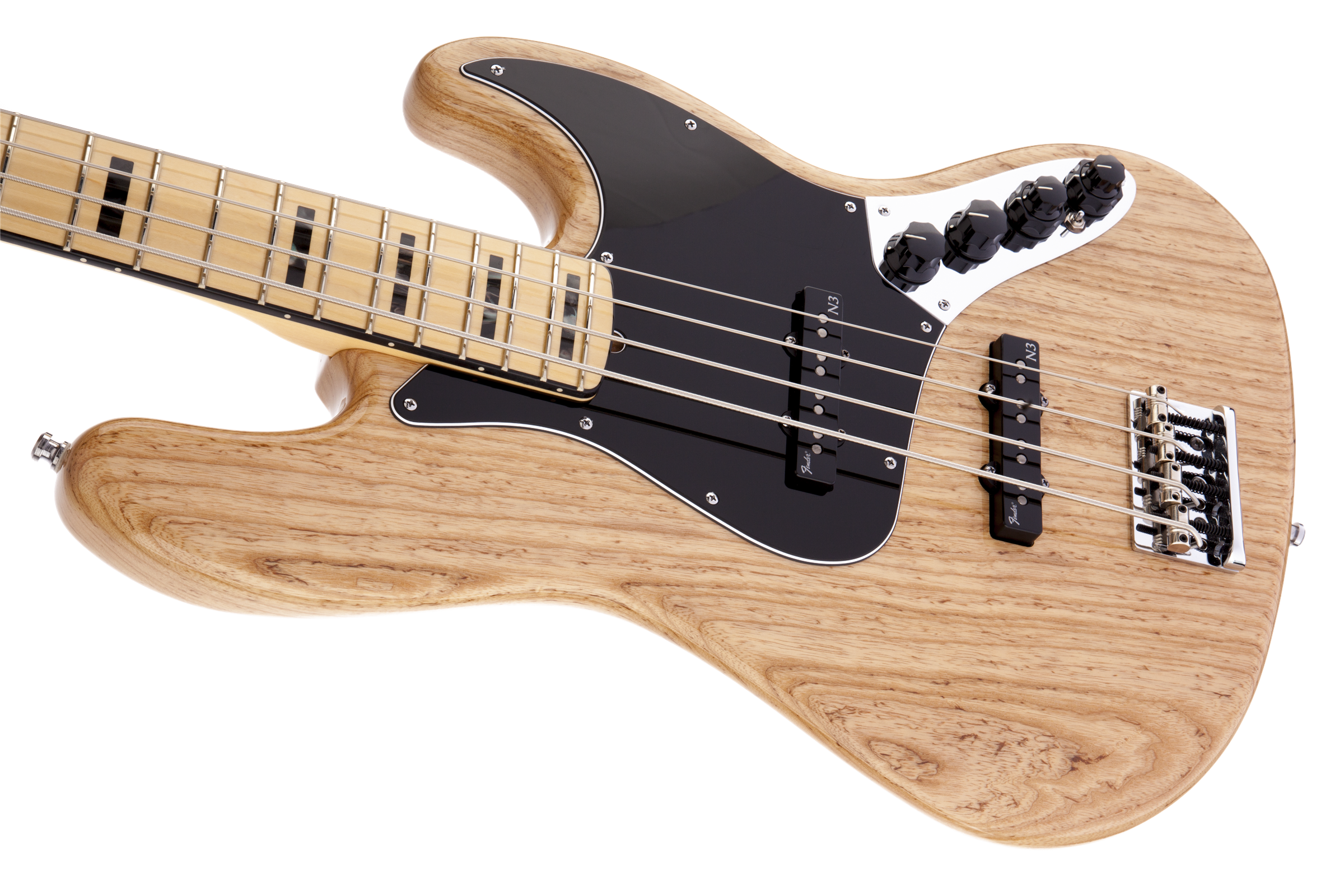 American Deluxe Jazz Bass® Ash, Maple Fingerboard, Natural, 3-Ply B/W/B Pickguard