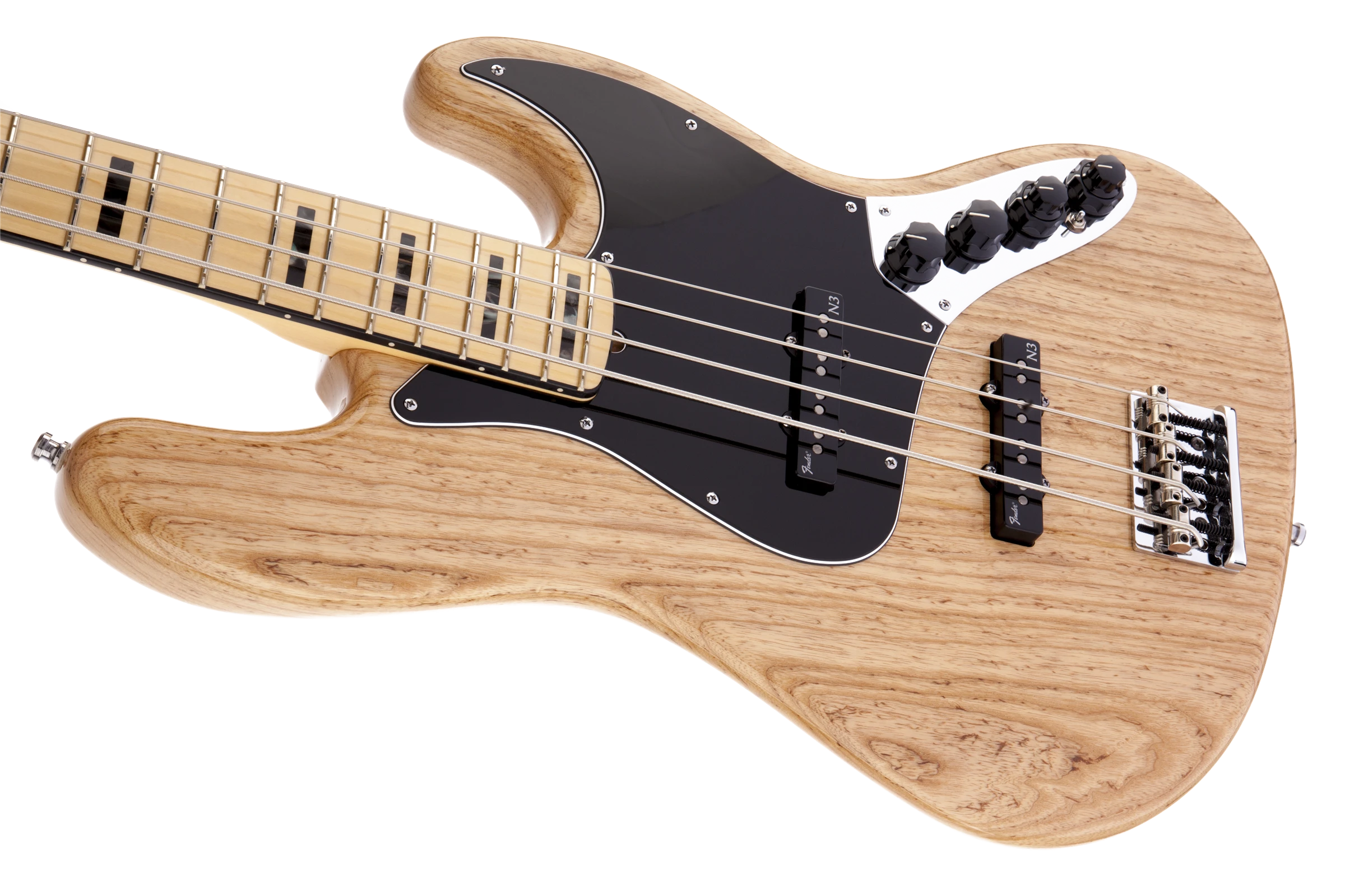 Fender® American Deluxe Jazz Bass® Ash, Maple Fingerboard, Natural, 3-Ply B/W/B Pickguard