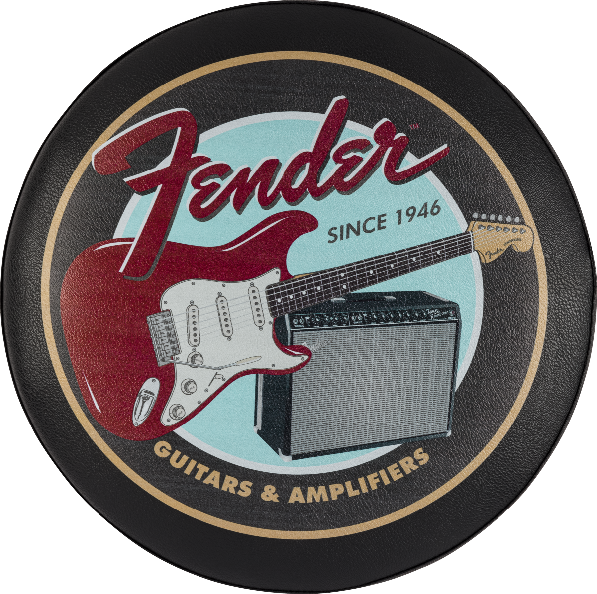 Fender® Guitars & Amps Pick Pouch Barstool, Black/Black, 24"