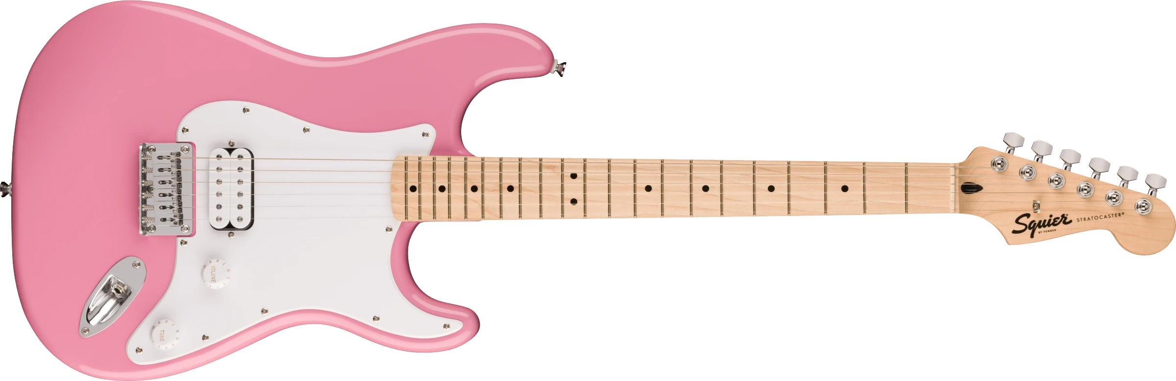 Squier® Squier Sonic® Stratocaster® HT H, Maple Fingerboard, White Pickguard, Flash Pink