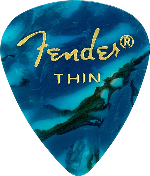 Fender® Premium Celluloid 351 Shape Picks, Thin, Ocean Turquoise, 12-Pack