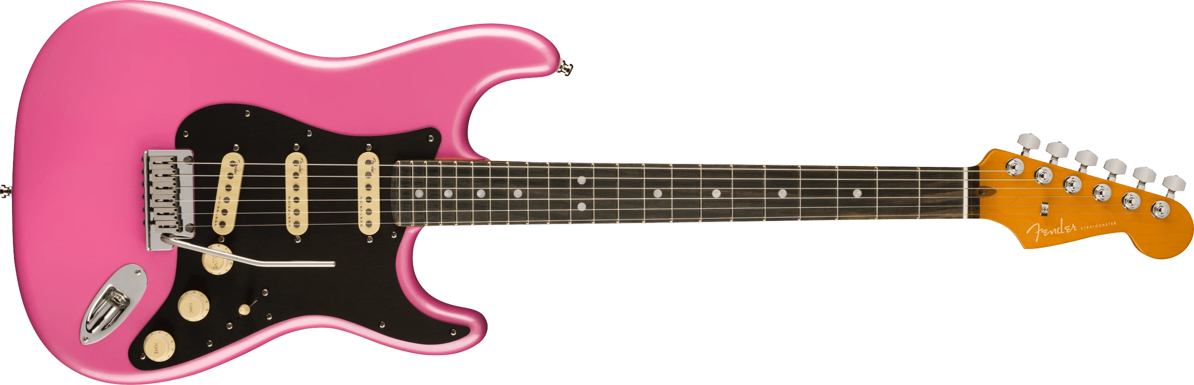 Fender® American Ultra Stratocaster®, Ebony Fingerboard, Bubble Gum Metallic