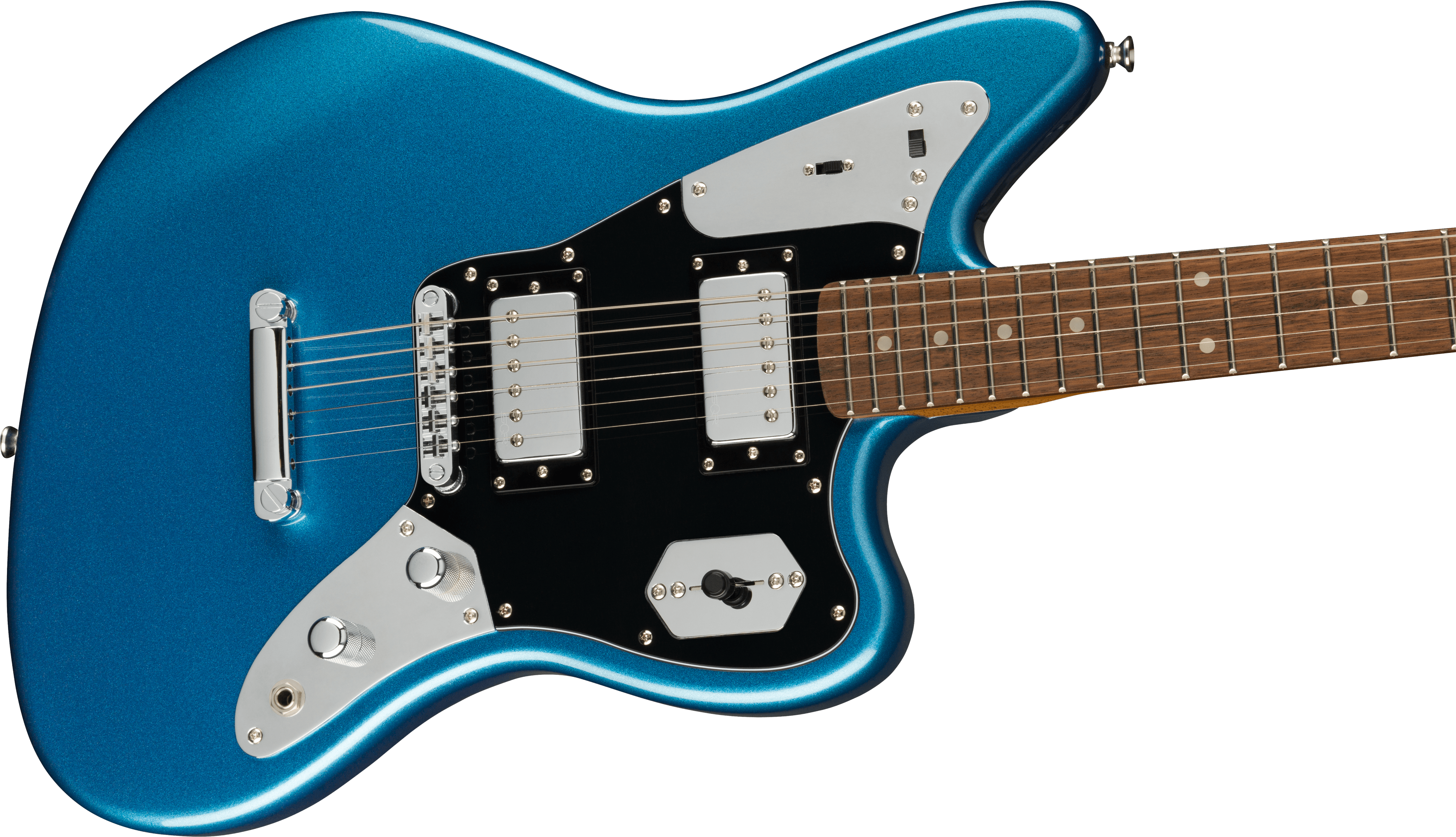 Squier® FSR Contemporary Jaguar® HH ST, Laurel Fingerboard, Black Pickguard, Lake Placid Blue
