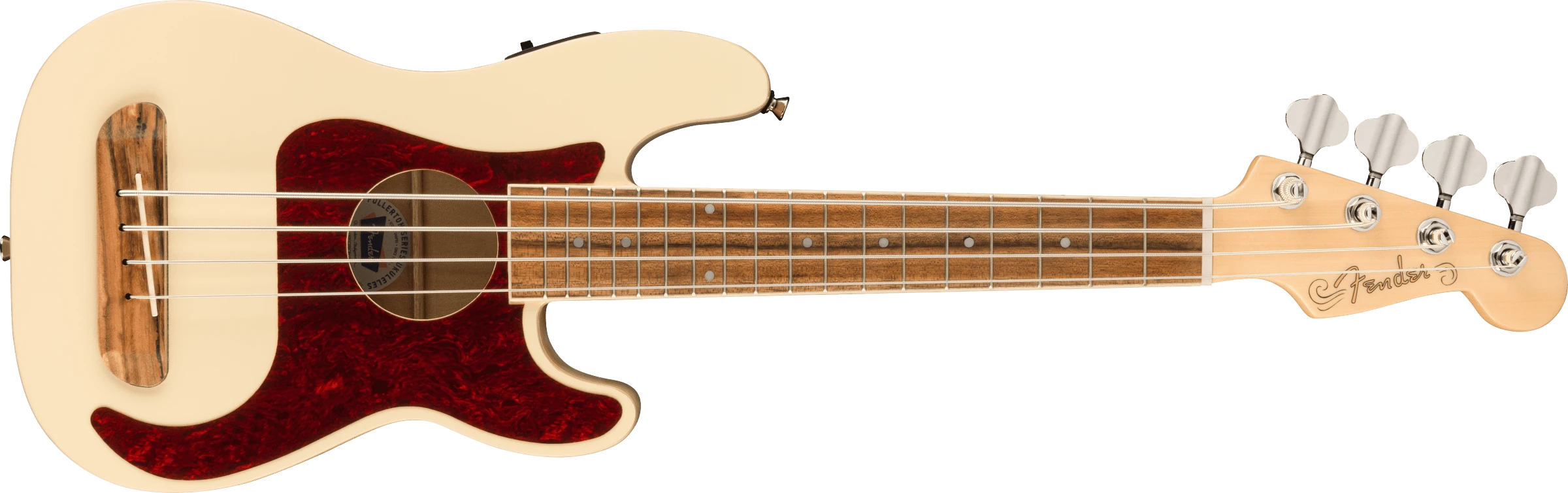 Fender® Fullerton Precision Bass® Uke, Walnut Fingerboard, Tortoiseshell Pickguard, Olympic White