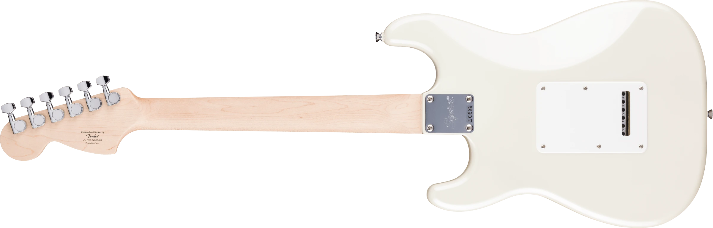 Squier® FSR Affinity™ Stratocaster® Junior HSS, Maple Fingerboard, White Pickguard, Pearl White