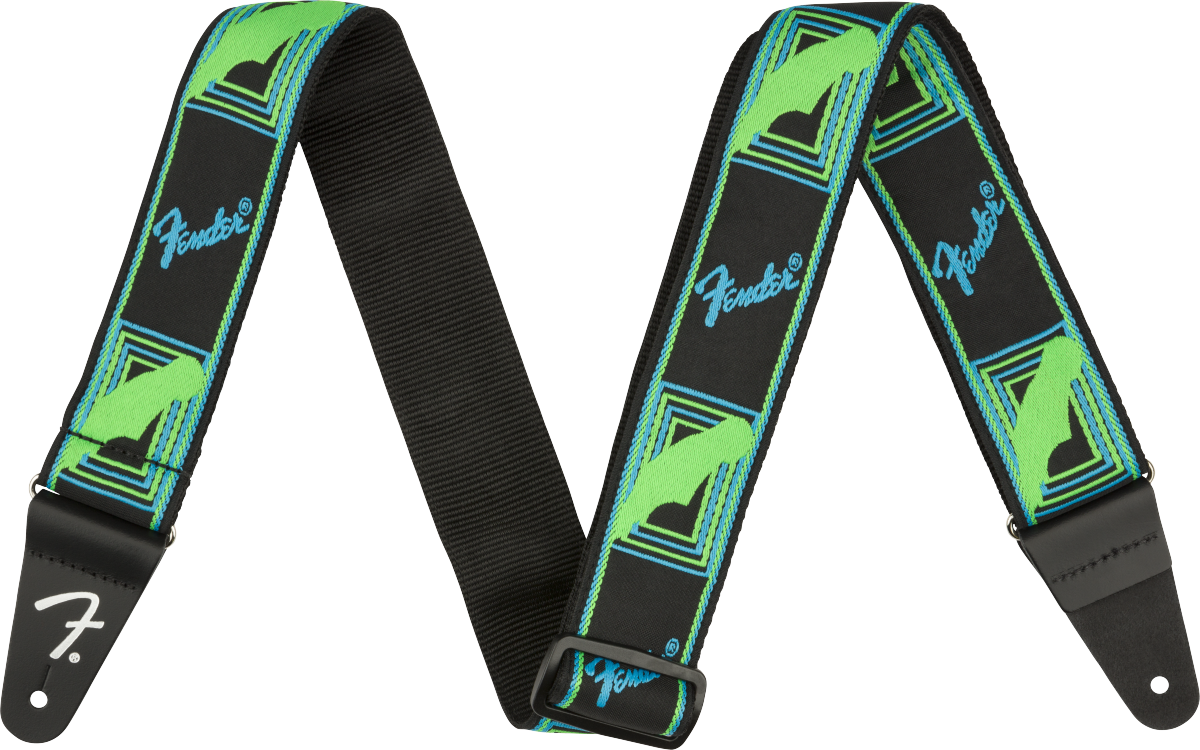 Fender® Neon Monogrammed Strap, Blue and Green, 2"