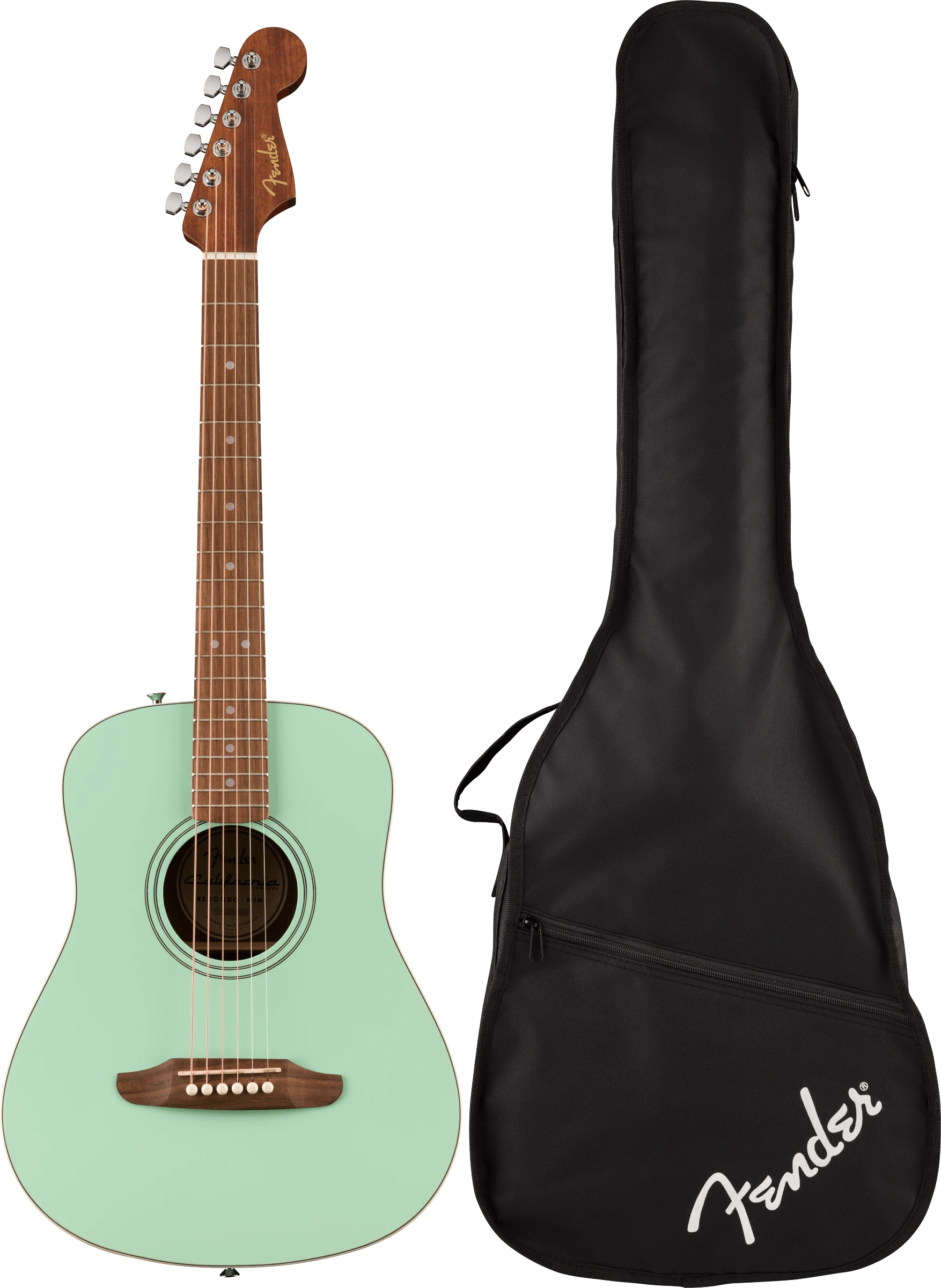 Fender® California Standard Redondo™ Mini with Bag, Spruce Top, Surf Green