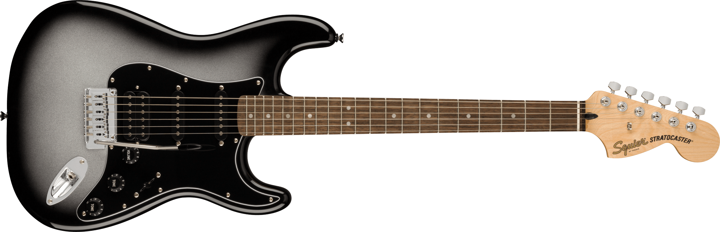 Squier® FSR Affinity Series™ Stratocaster® HSS, Laurel Fingerboard, Black Pickguard, Silverburst
