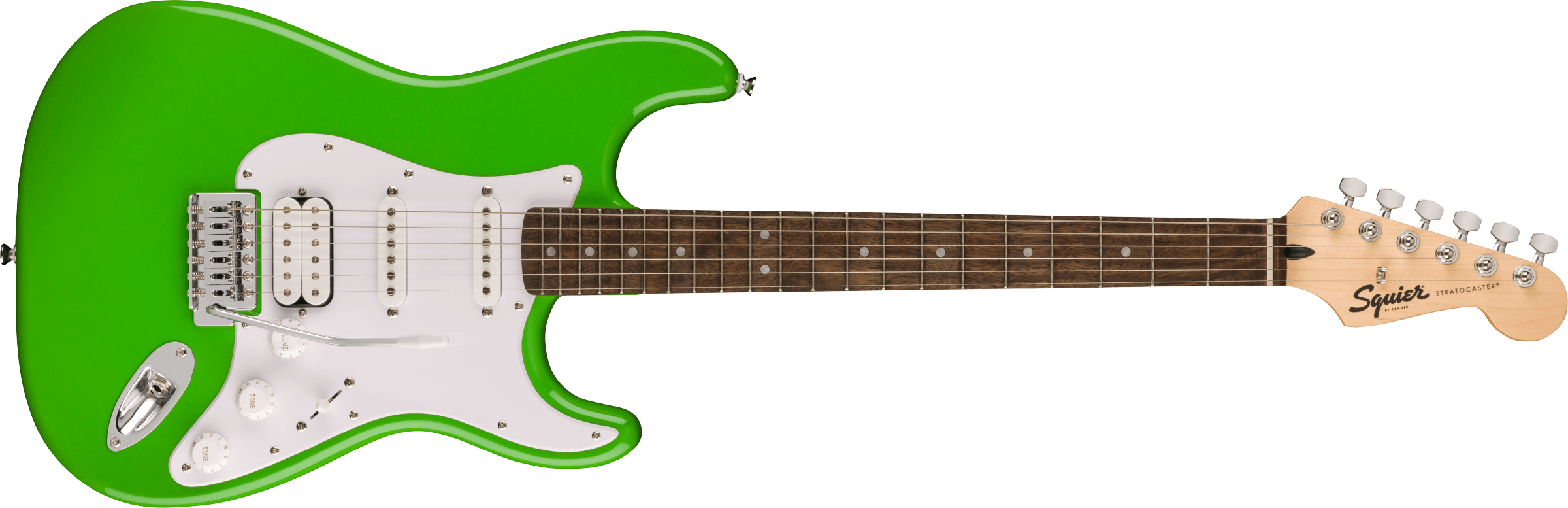 Squier® FSR Squier Sonic® Stratocaster® HSS, Laurel Fingerboard, White Pickguard, Lime Green