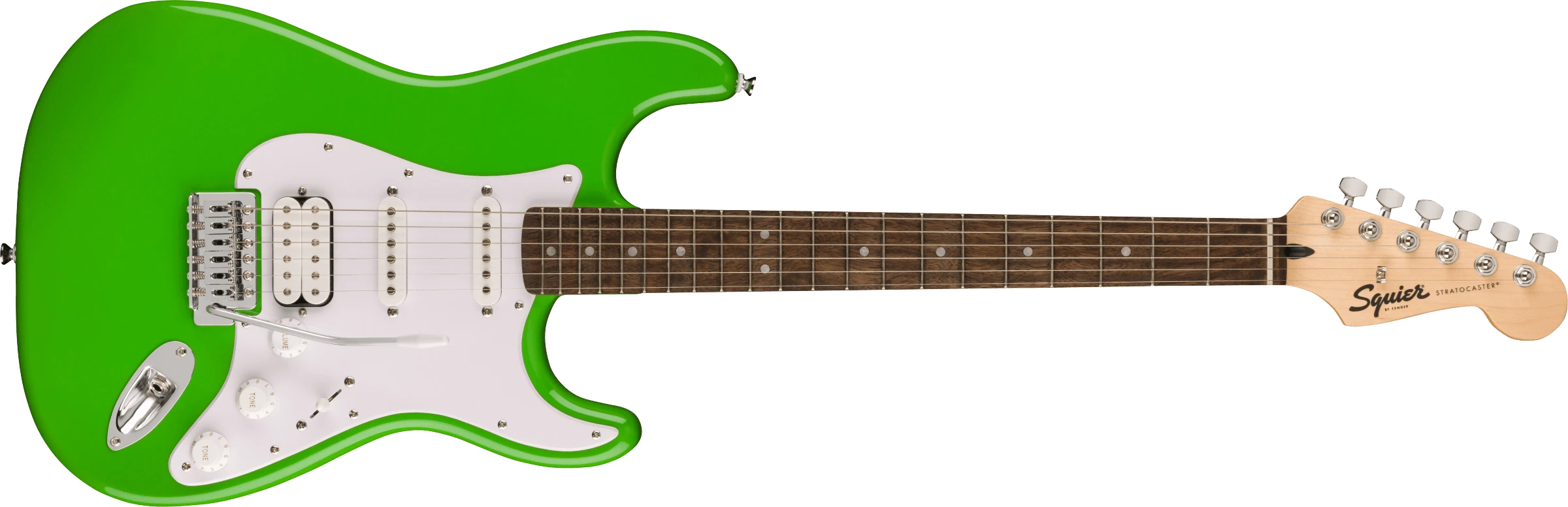 Squier® FSR Squier Sonic® Stratocaster® HSS, Laurel Fingerboard, White Pickguard, Lime Green