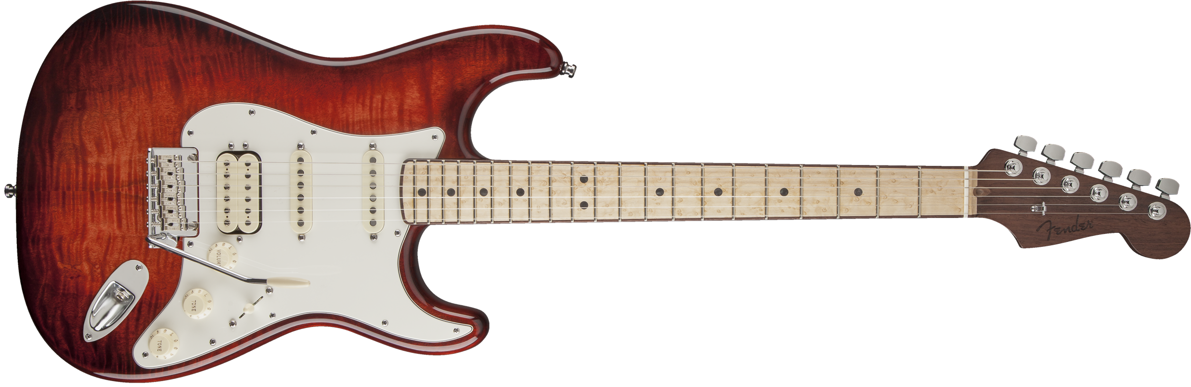 Fender Select Stratocaster® HSS Exotic Maple Flame, Channel-Bound Maple Fingerboard, Bing Cherry Burst
