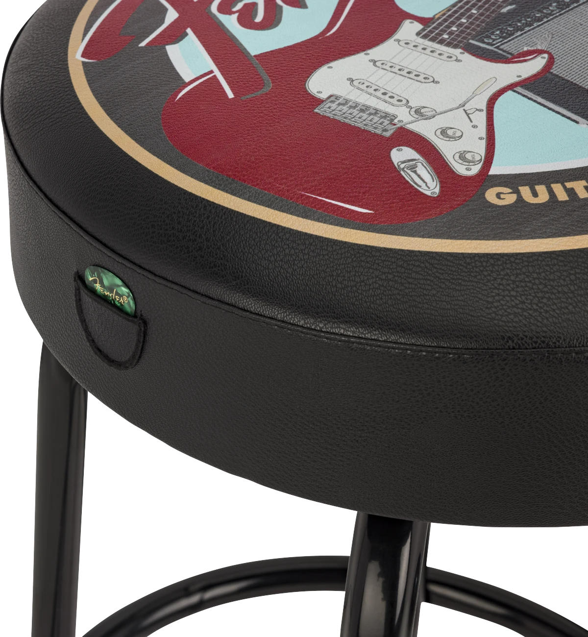 Fender® Guitars & Amps Pick Pouch Barstool, Black/Black, 30"