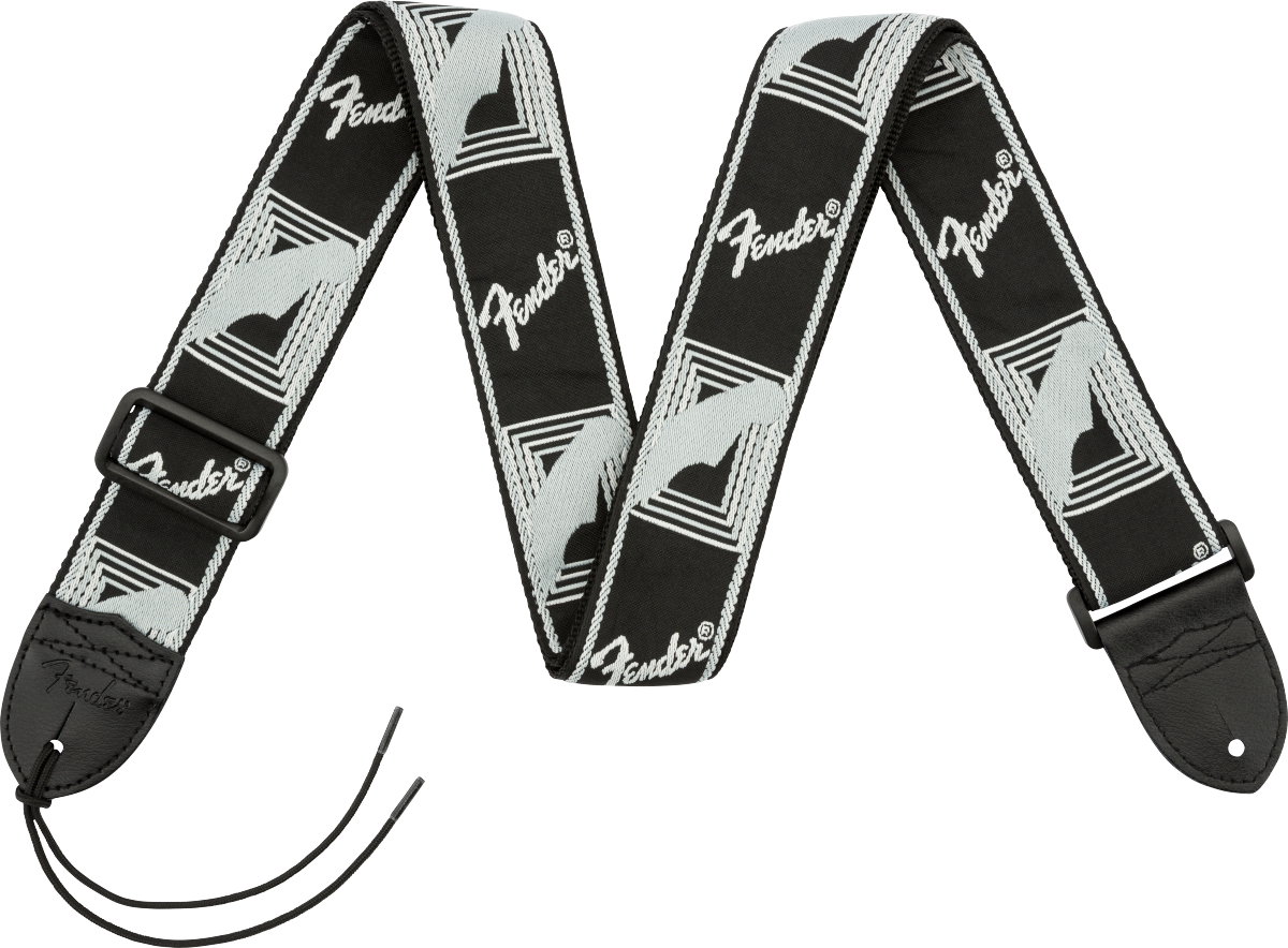 Fender® Monogrammed Strap, Black/Light Grey/Dark Grey, 2"