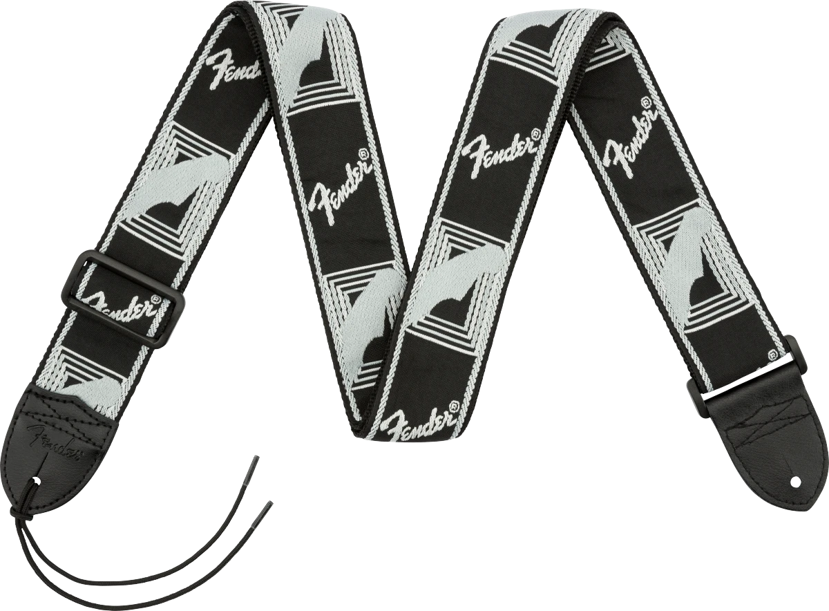 Fender® Monogrammed Strap, Black/Light Grey/Dark Grey, 2"