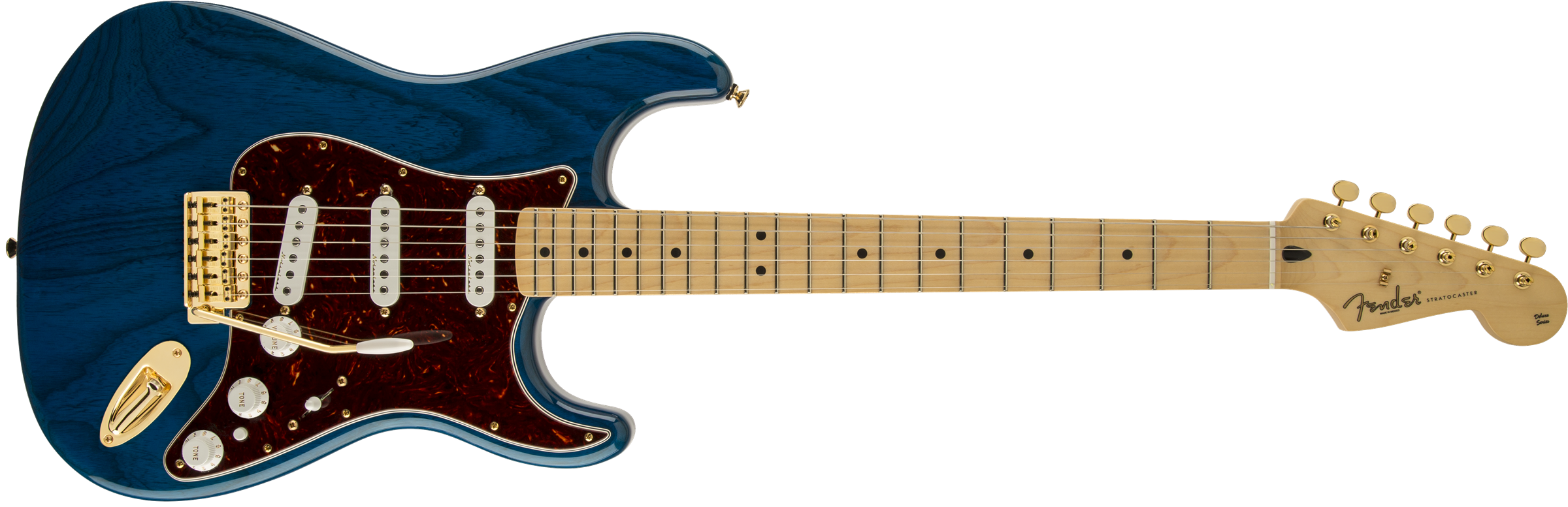 Fender® Deluxe Players Strat®, Maple Fingerboard, Saphire Blue Transparent
