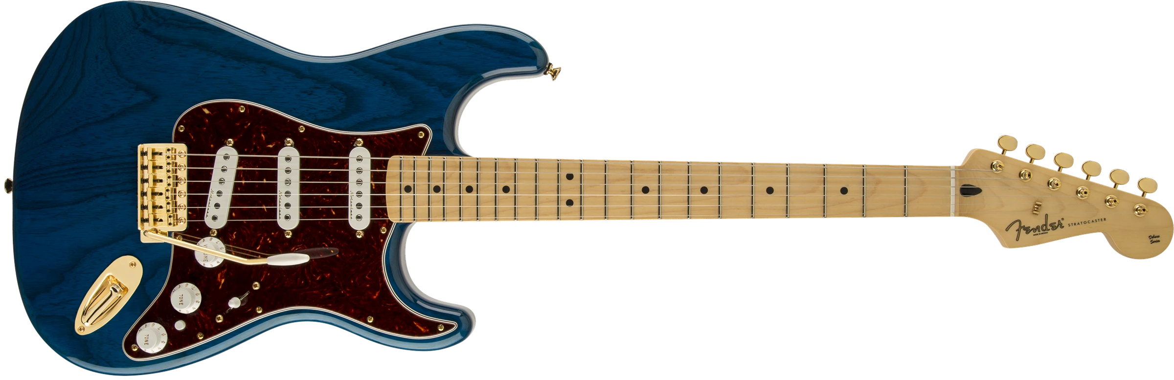 Fender® Deluxe Players Strat®, Maple Fingerboard, Saphire Blue Transparent