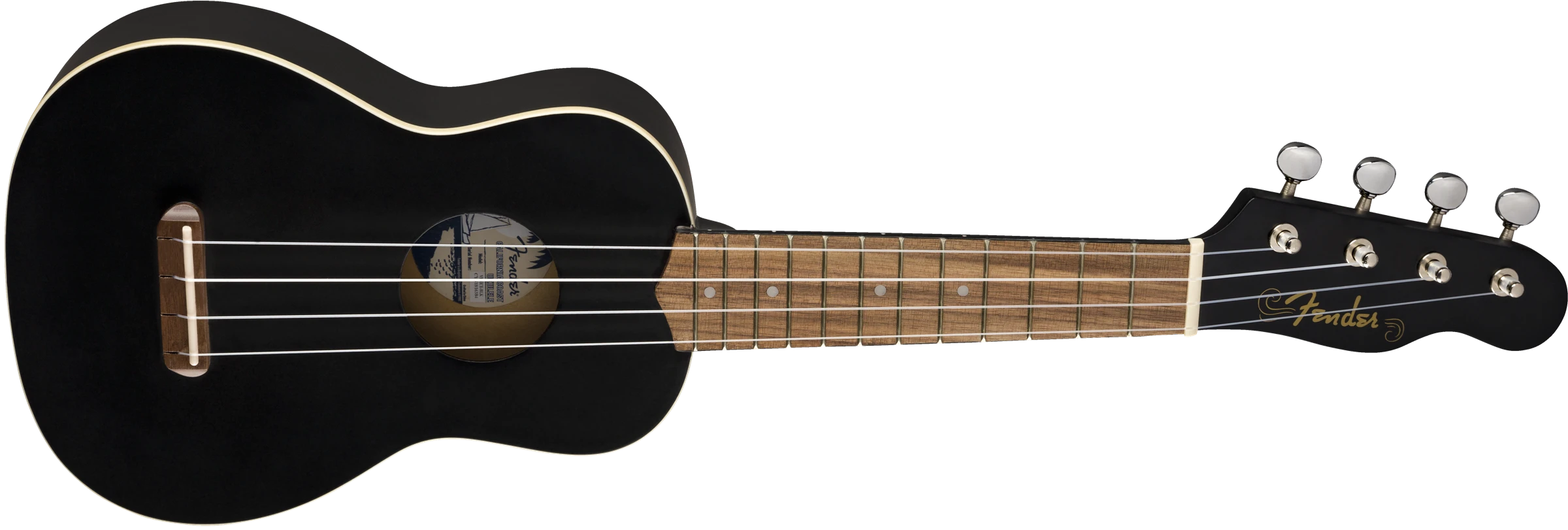 Fender® Venice Soprano Uke, Walnut Fingerboard, Black