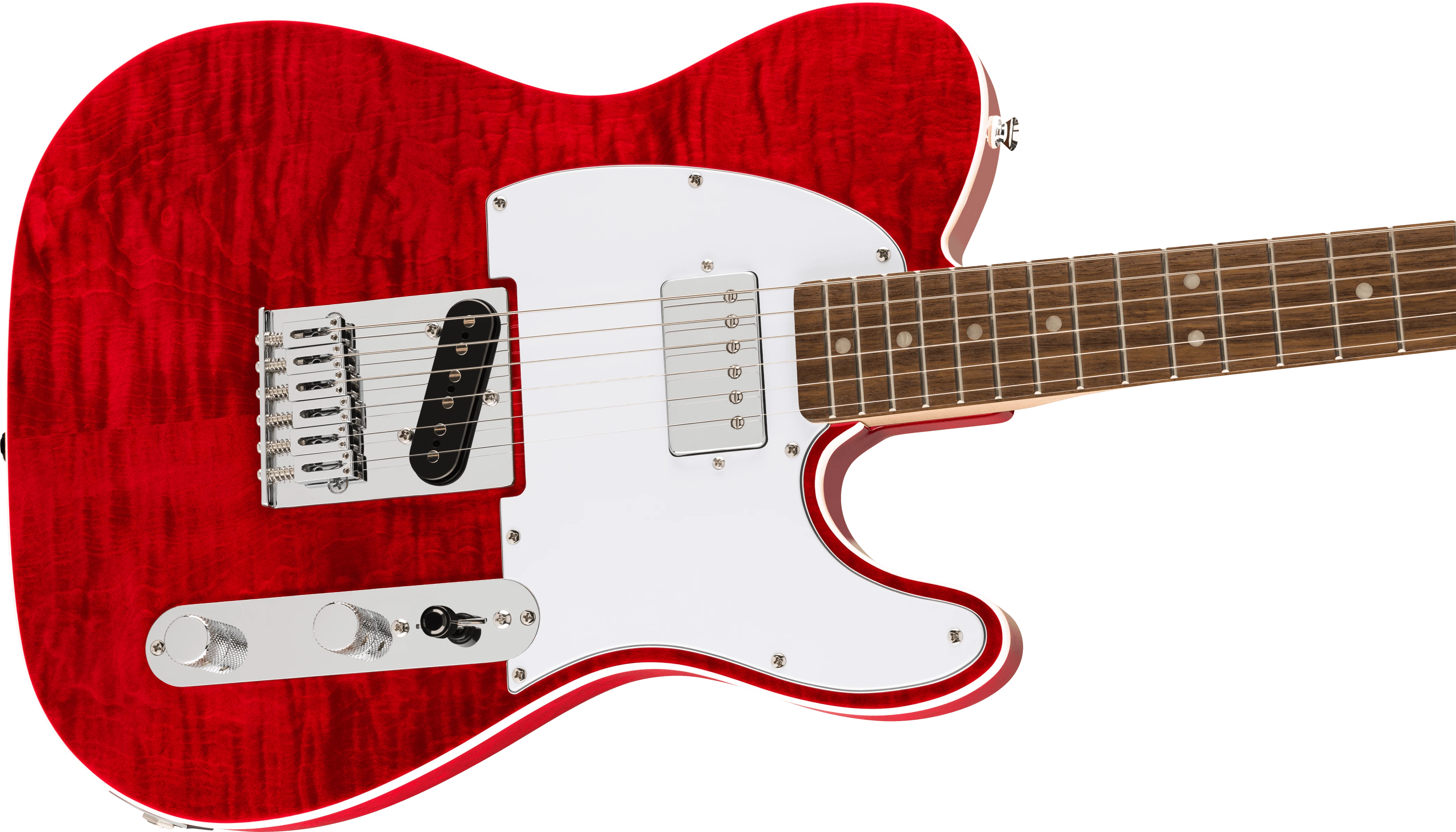 Squier® Affinity Series™ Telecaster® FMT SH, Laurel Fingerboard, White Pickguard, Crimson Red Transparent
