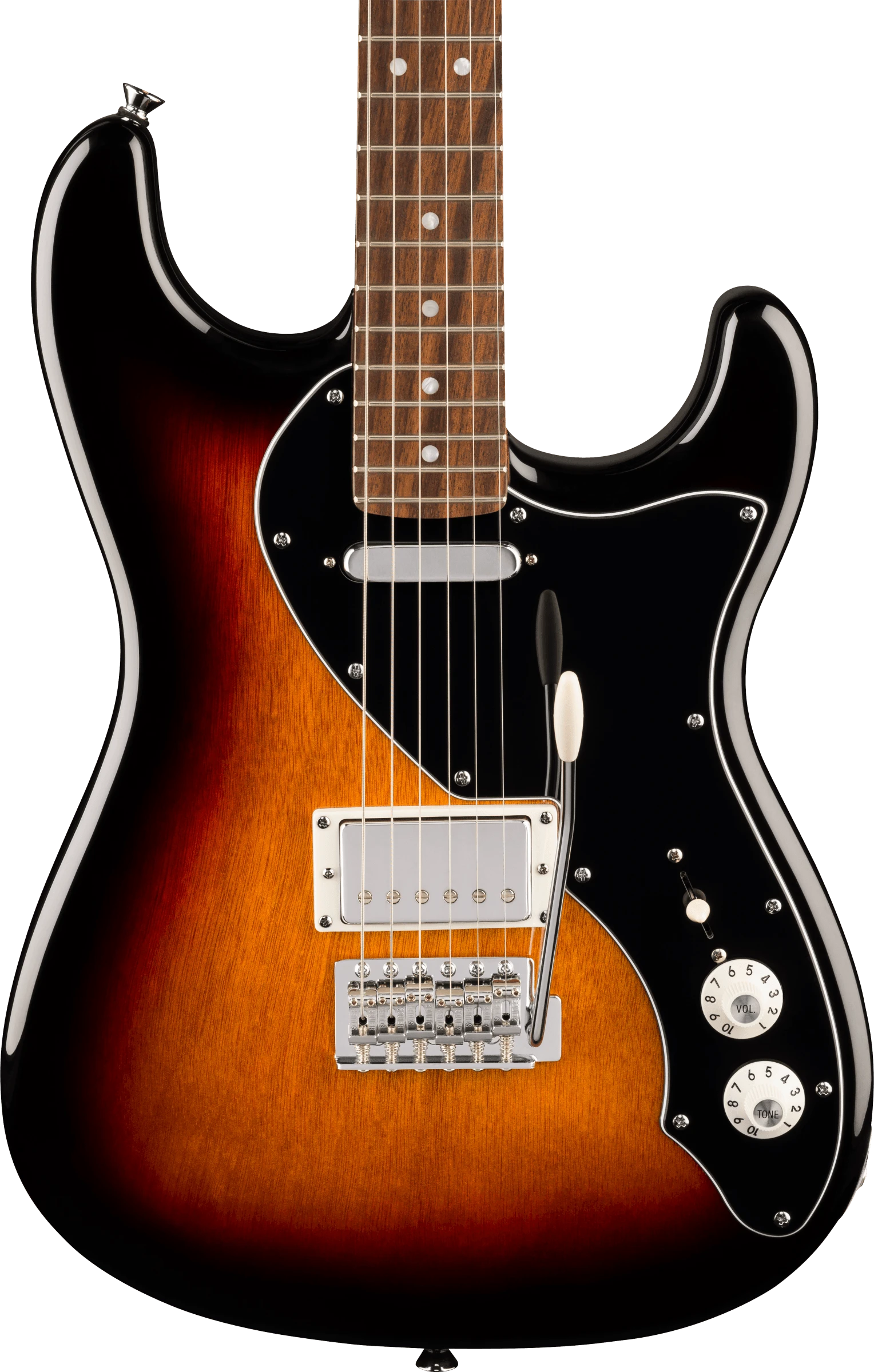Squier® Paranormal Stratocaster® Deluxe, Laurel Fingerboard, Black Pickguard, 3-Color Sunburst