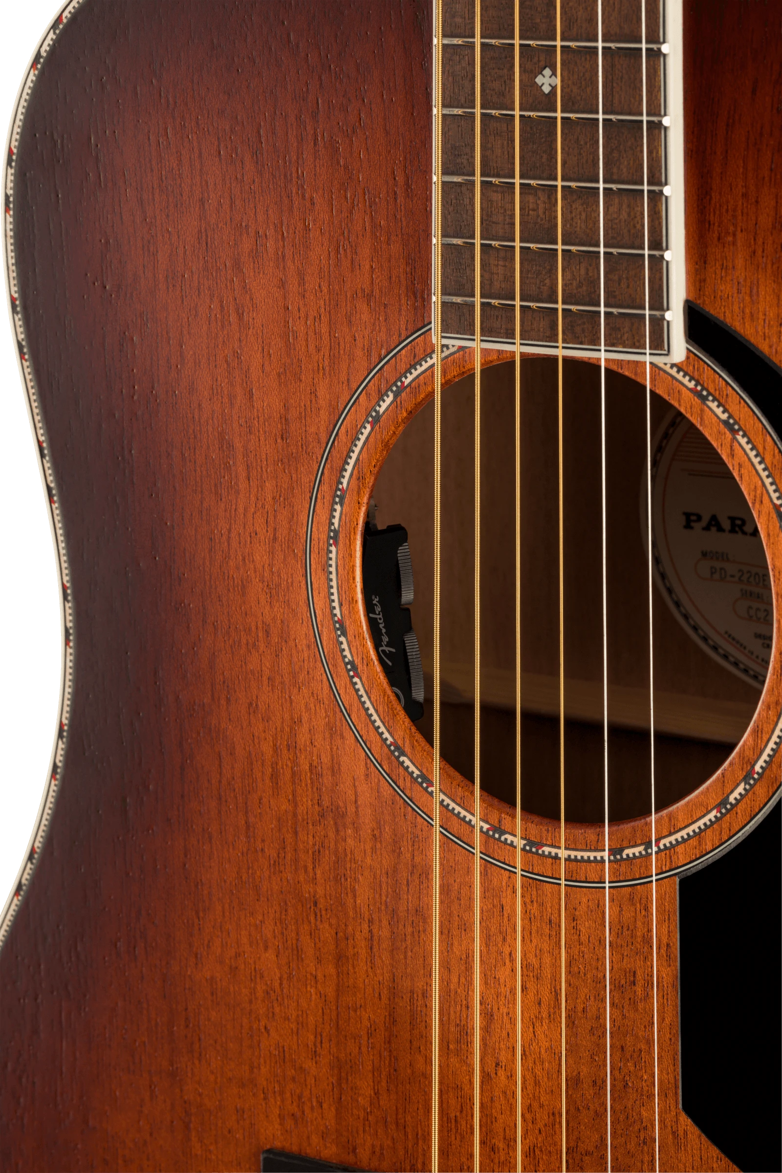 Fender® PO-220E Orchestra, All Mahogany, Ovangkol Fingerboard, Aged Cognac Burst