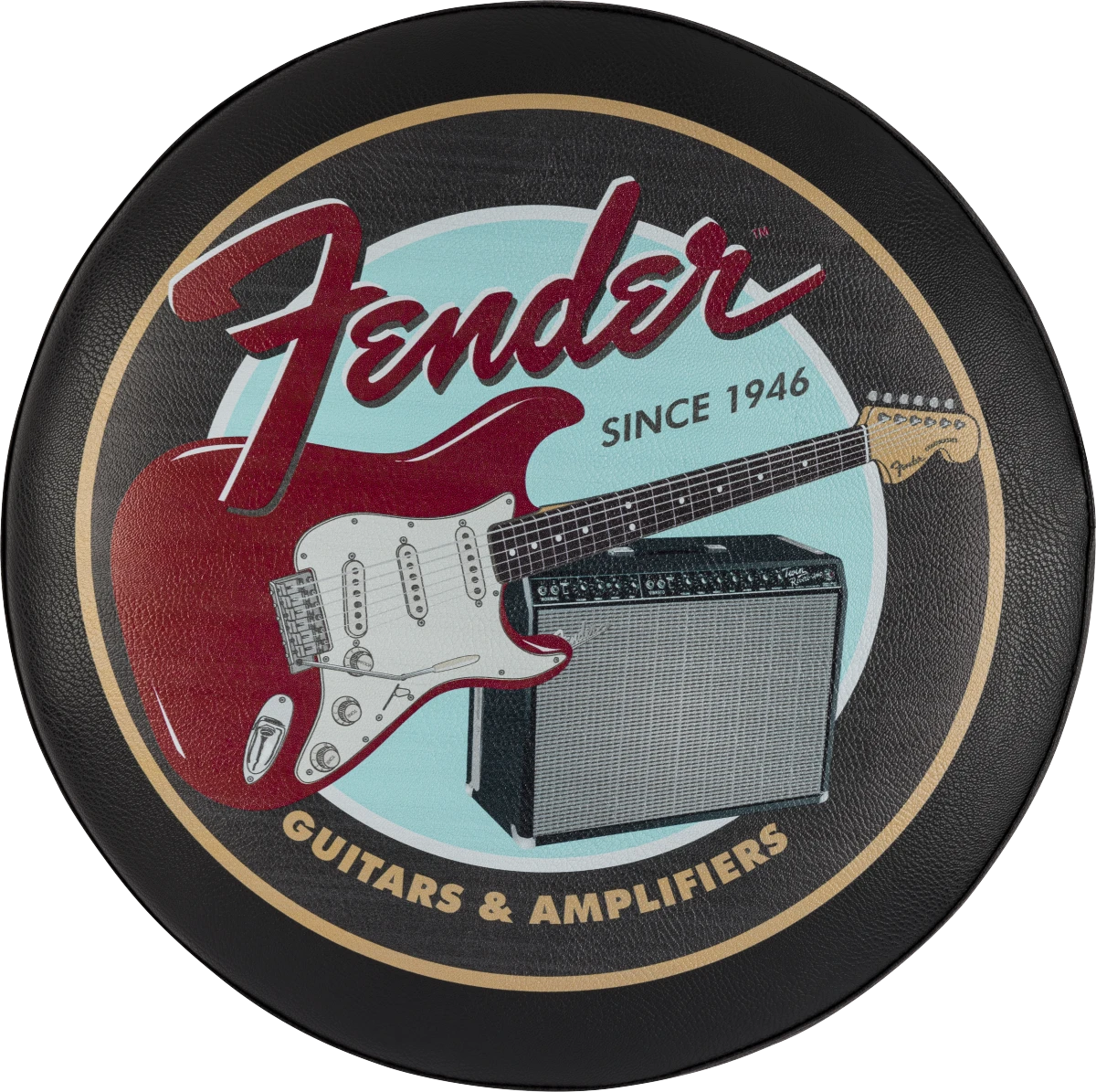 Fender® Guitars & Amps Pick Pouch Barstool, Black/Black, 30"