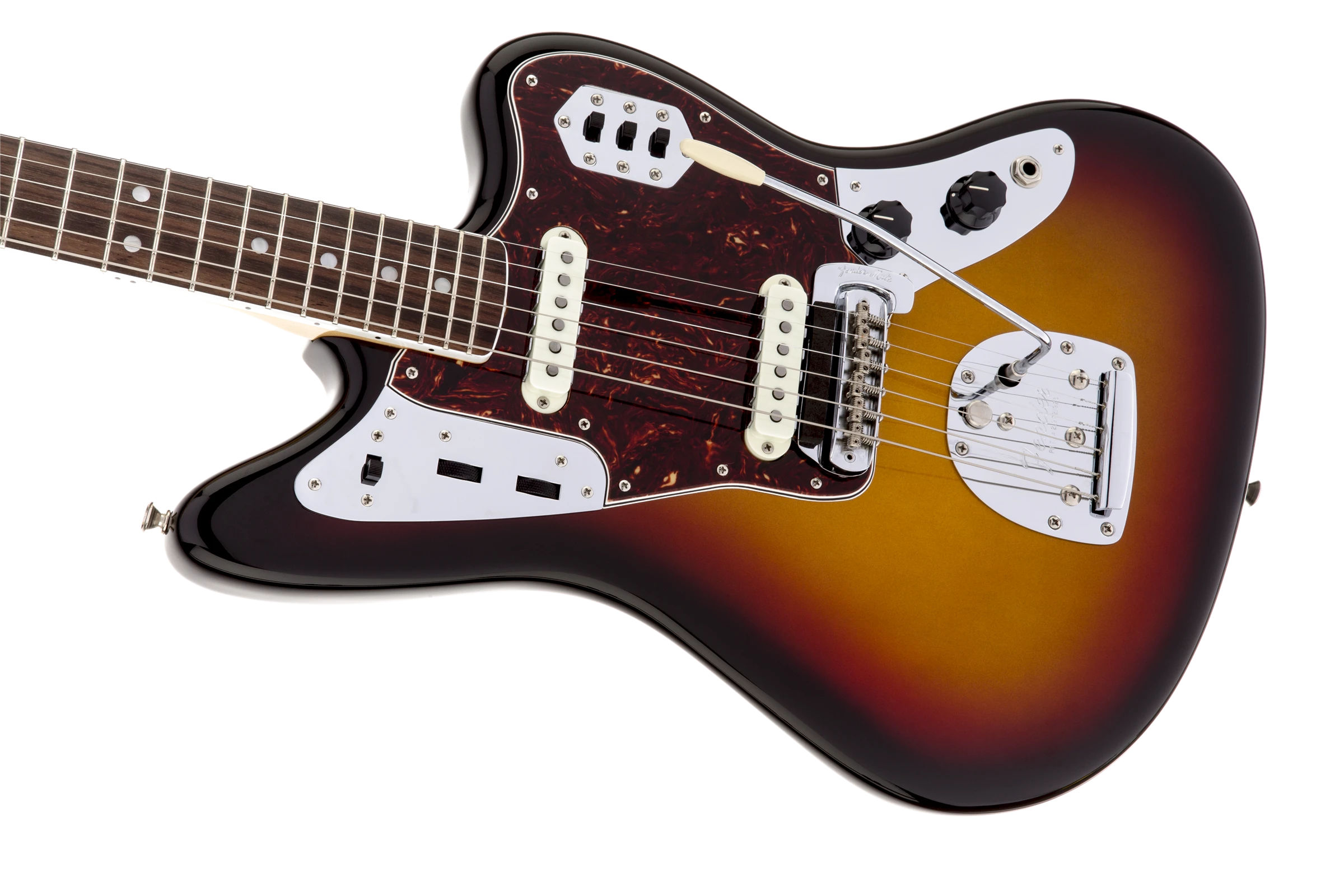 Fender® American Vintage '65 Jaguar®, Round-Lam Rosewood Fingerboard, 3-Color Sunburst