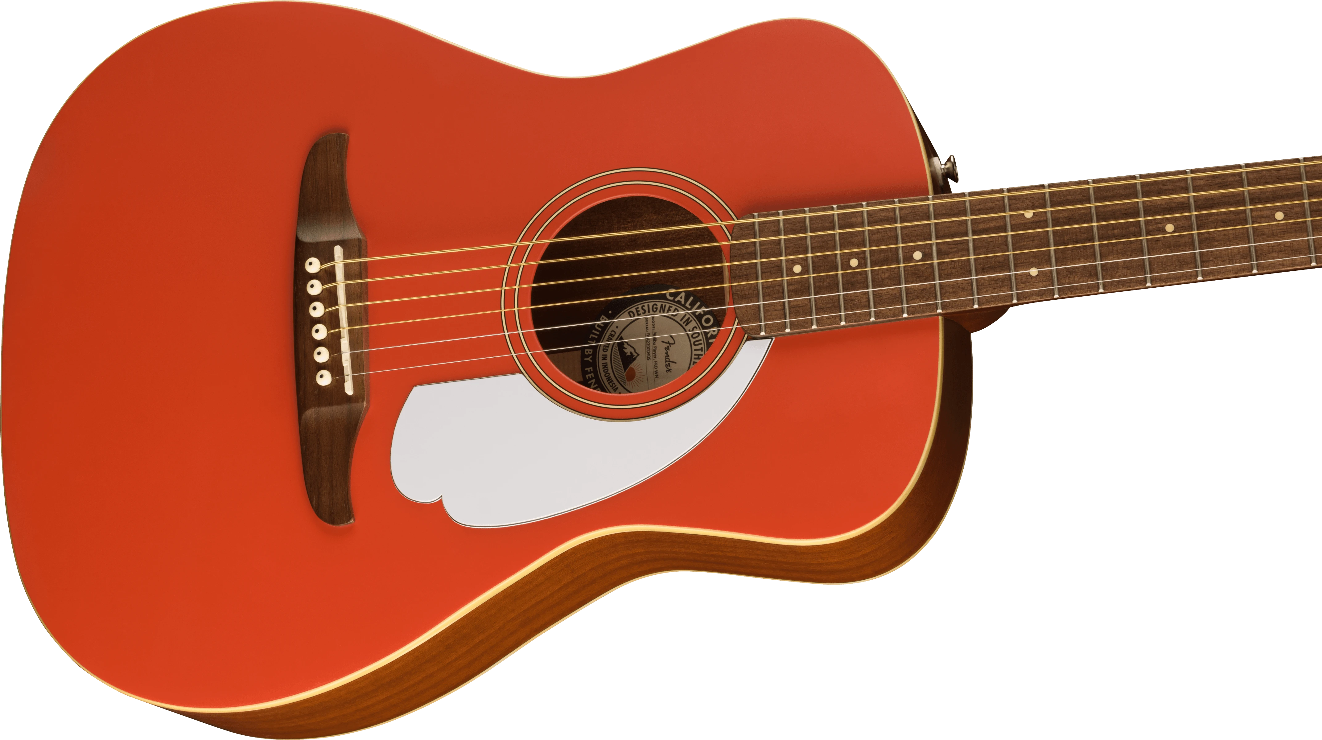 Fender® Malibu Player, Walnut Fingerboard, White Pickguard, Fiesta Red