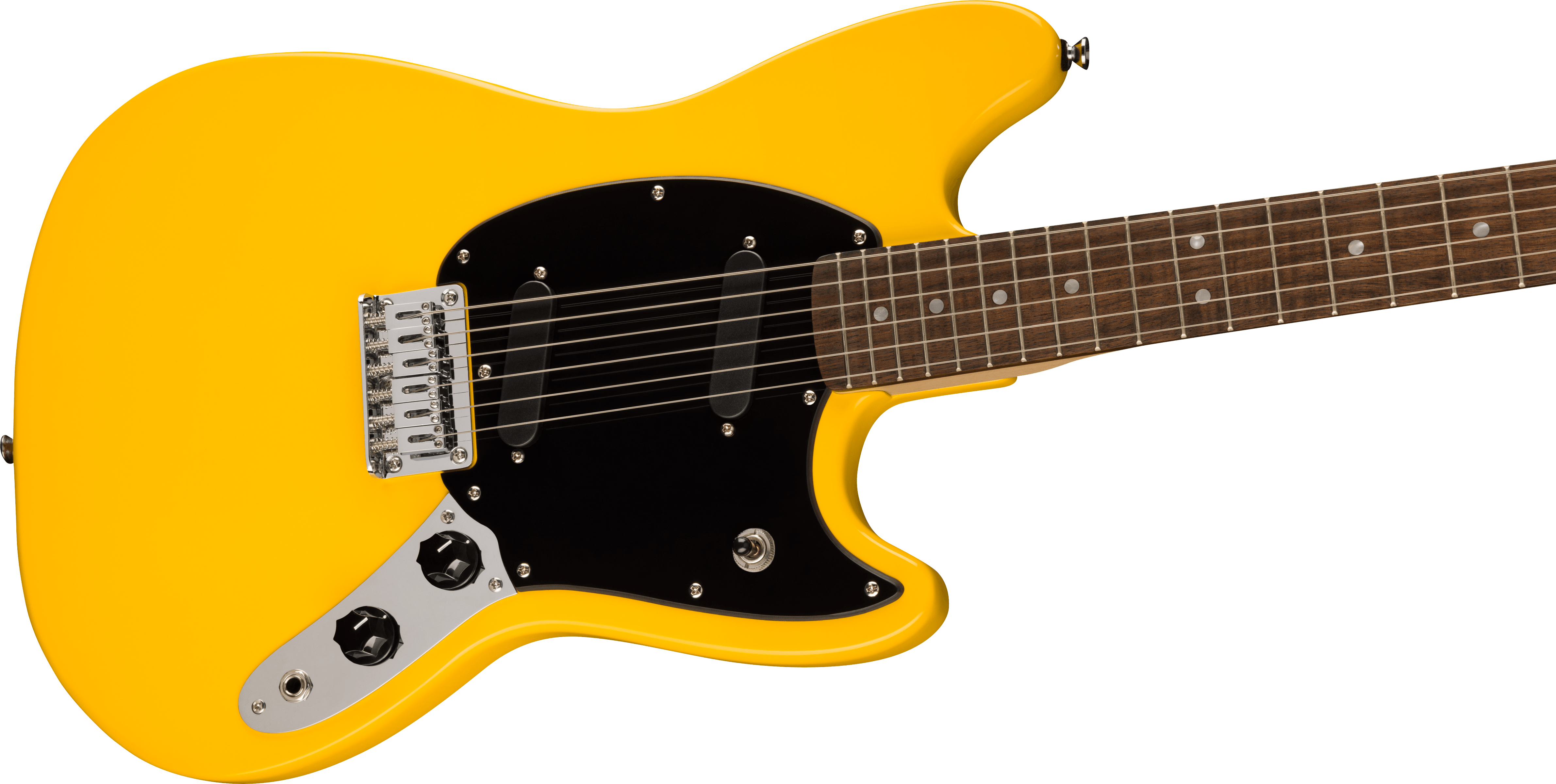 Squier® FSR Squier Sonic® Mustang®, Laurel Fingerboard, Black Pickguard, Graffiti Yellow