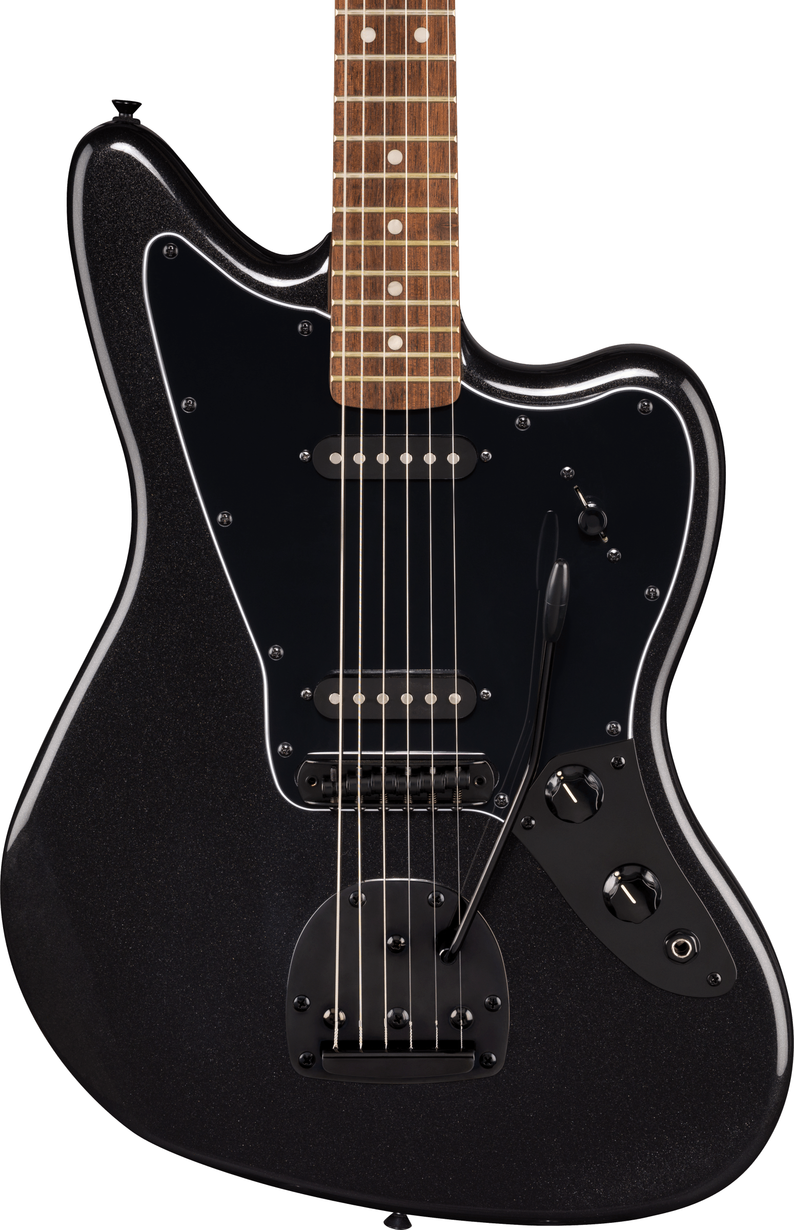 Squier® FSR Affinity™ Jaguar®, Laurel Fingerboard, Black Pickguard, Black Hardware, Matching Headstock, Metallic Black