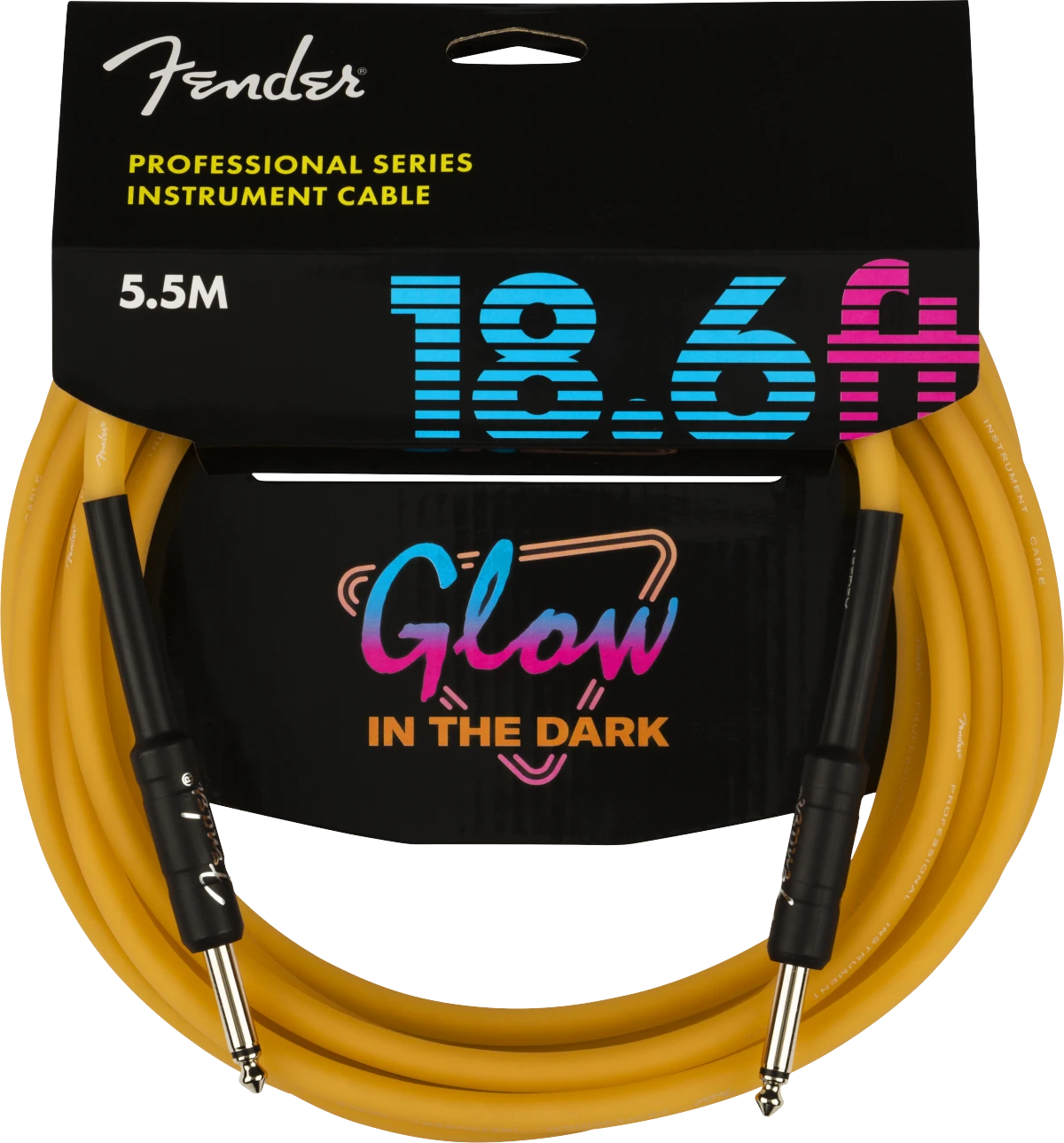 Fender® Professional Glow in the Dark Cable, Orange, 18.6'