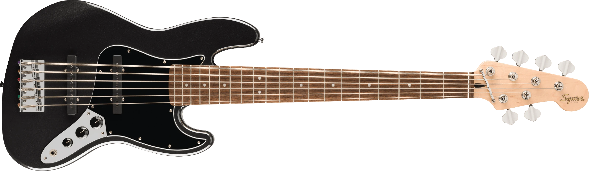 Squier® Affinity Series® Jazz Bass® VI, Laurel Fingerboard, Black Pickguard, Black Metallic