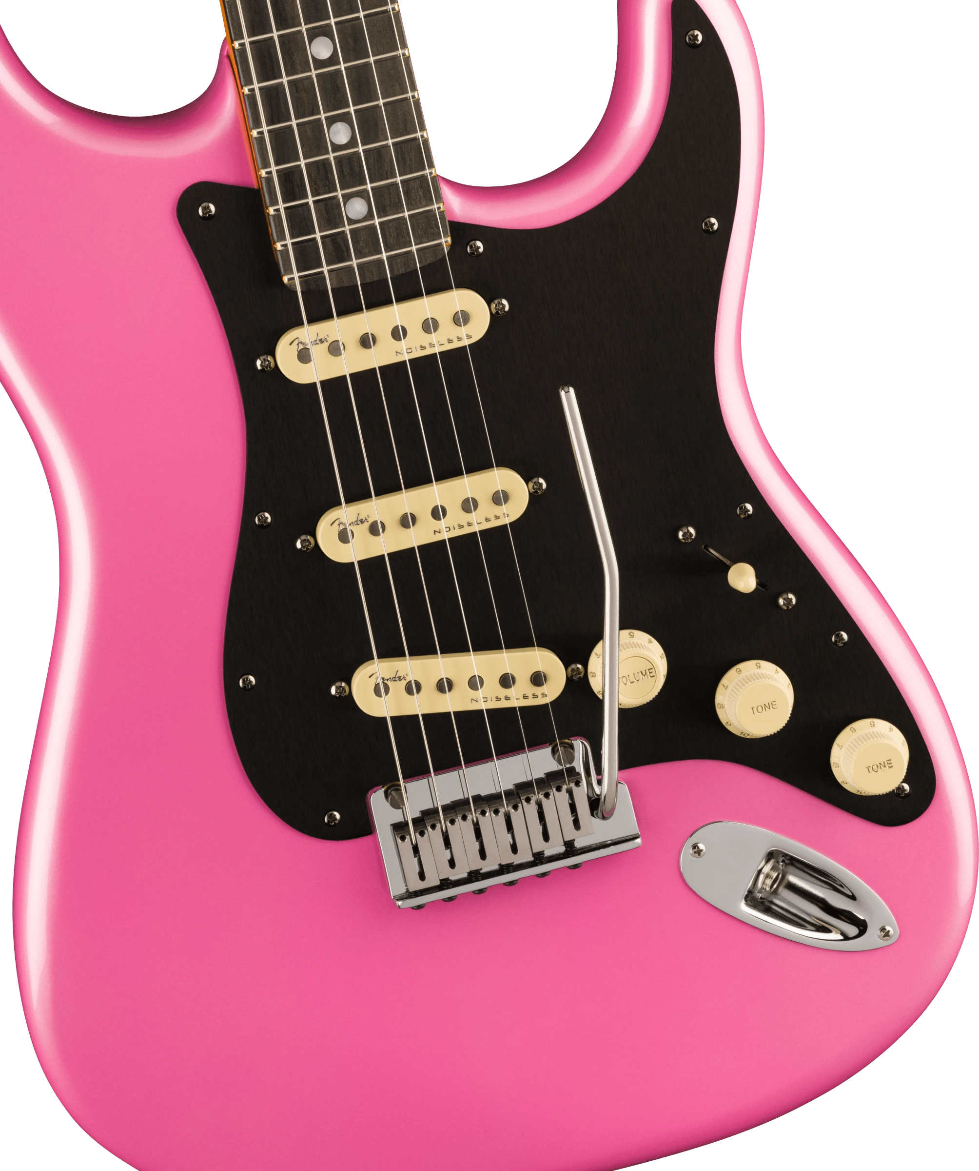 Fender® American Ultra Stratocaster®, Ebony Fingerboard, Bubble Gum Metallic