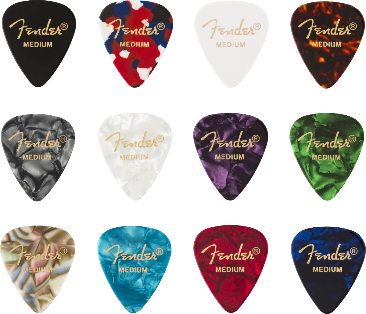 Fender® 351 Shape, Celluloid Medley, Medium (12)