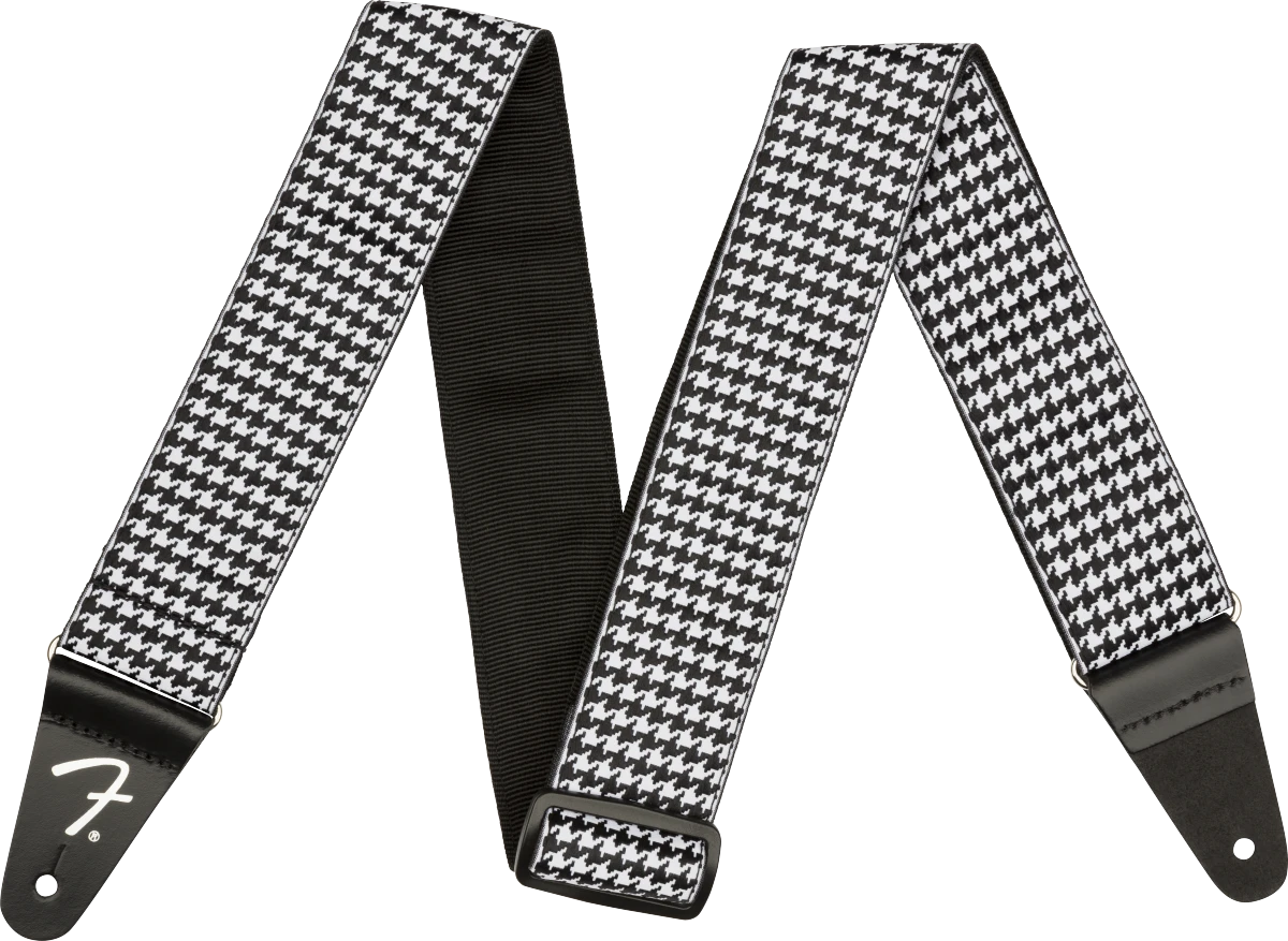 Fender® Houndstooth Jacquard Strap, White, 2"