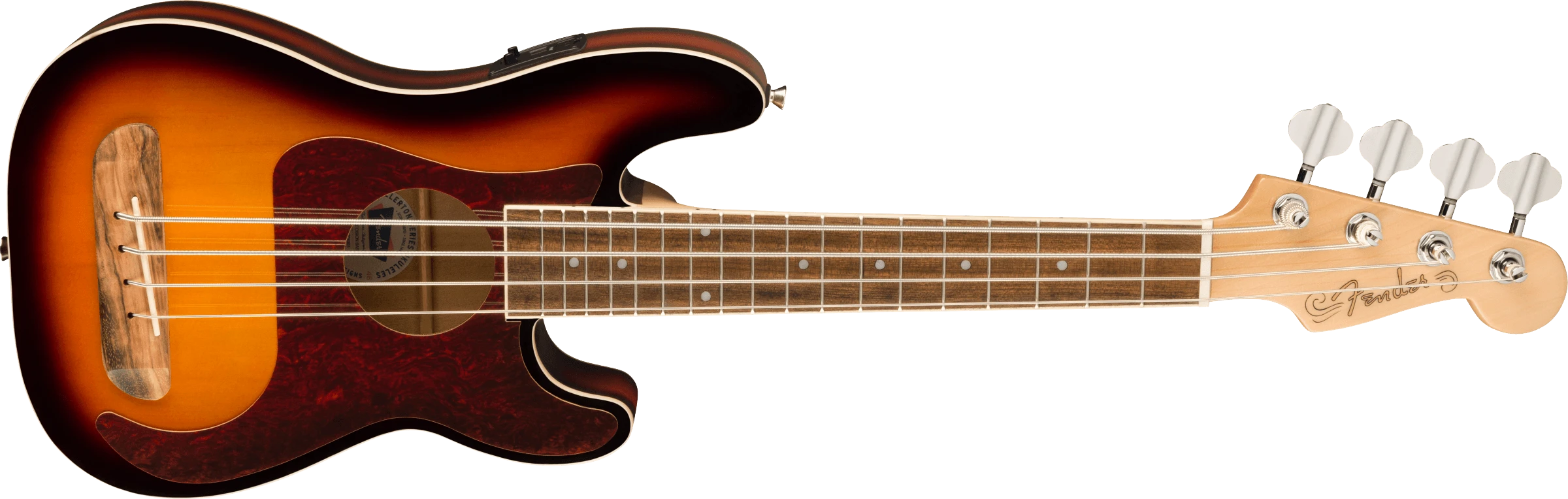Fender® Fullerton Precision Bass® Uke, Walnut Fingerboard, Tortoiseshell Pickguard, 3-Color Sunburst