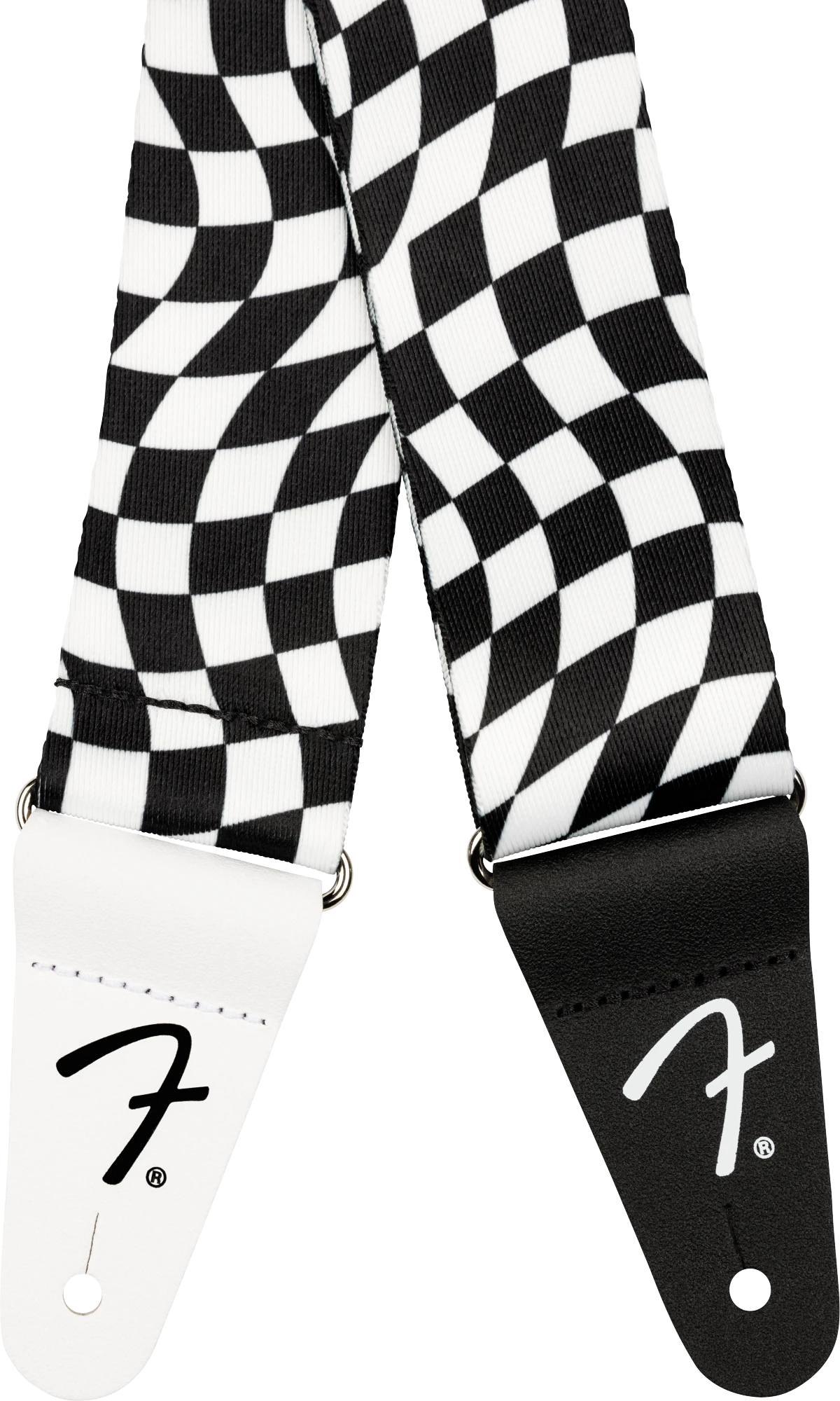 Fender® Wavy Checkerboard Polyester Strap, Black/White