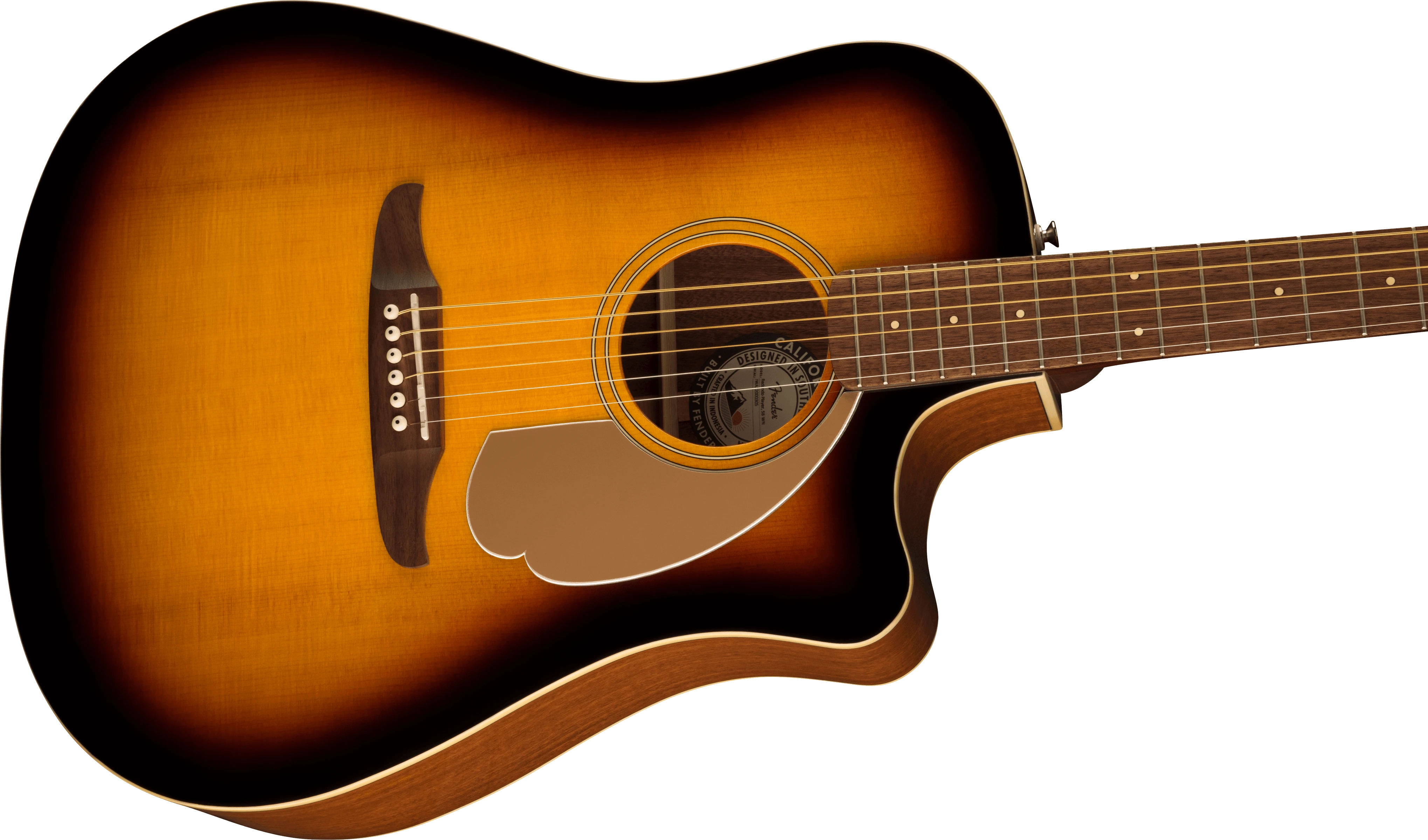 Fender® Redondo Player, Walnut Fingerboard, Gold Pickguard, Sunburst