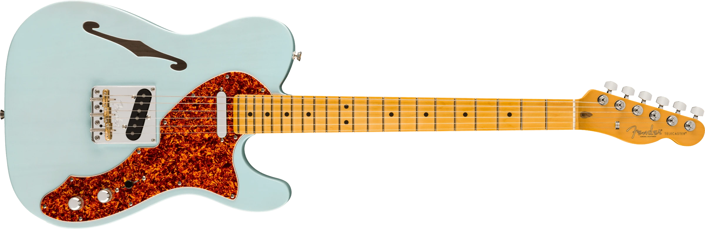 Fender® Limited Edition American Professional II Telecaster® Thinline, Maple Fingerboard, Transparent Daphne Blue